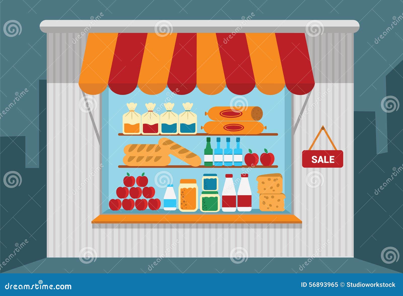 Полка для магазина с продуктами для игры