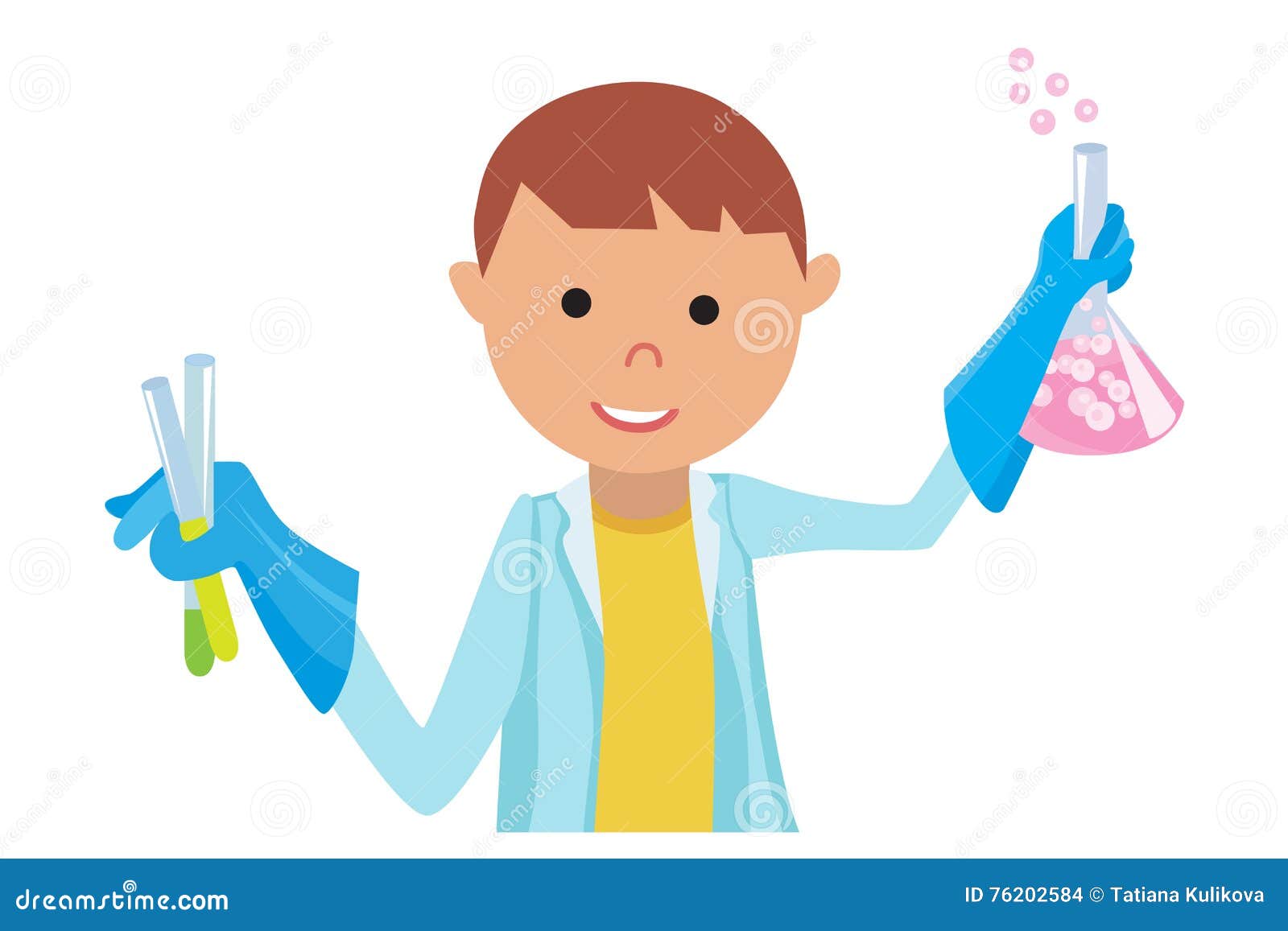 Мальчик делая химический эксперимент Молодая иллюстрация вектора ...