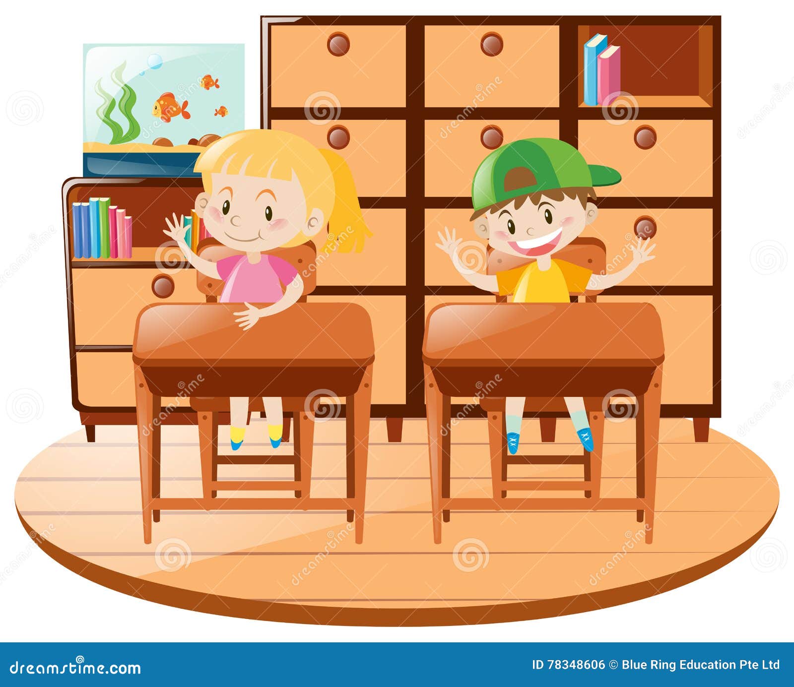 Мальчик и девочка сидят внутри шкафа детский рисунок