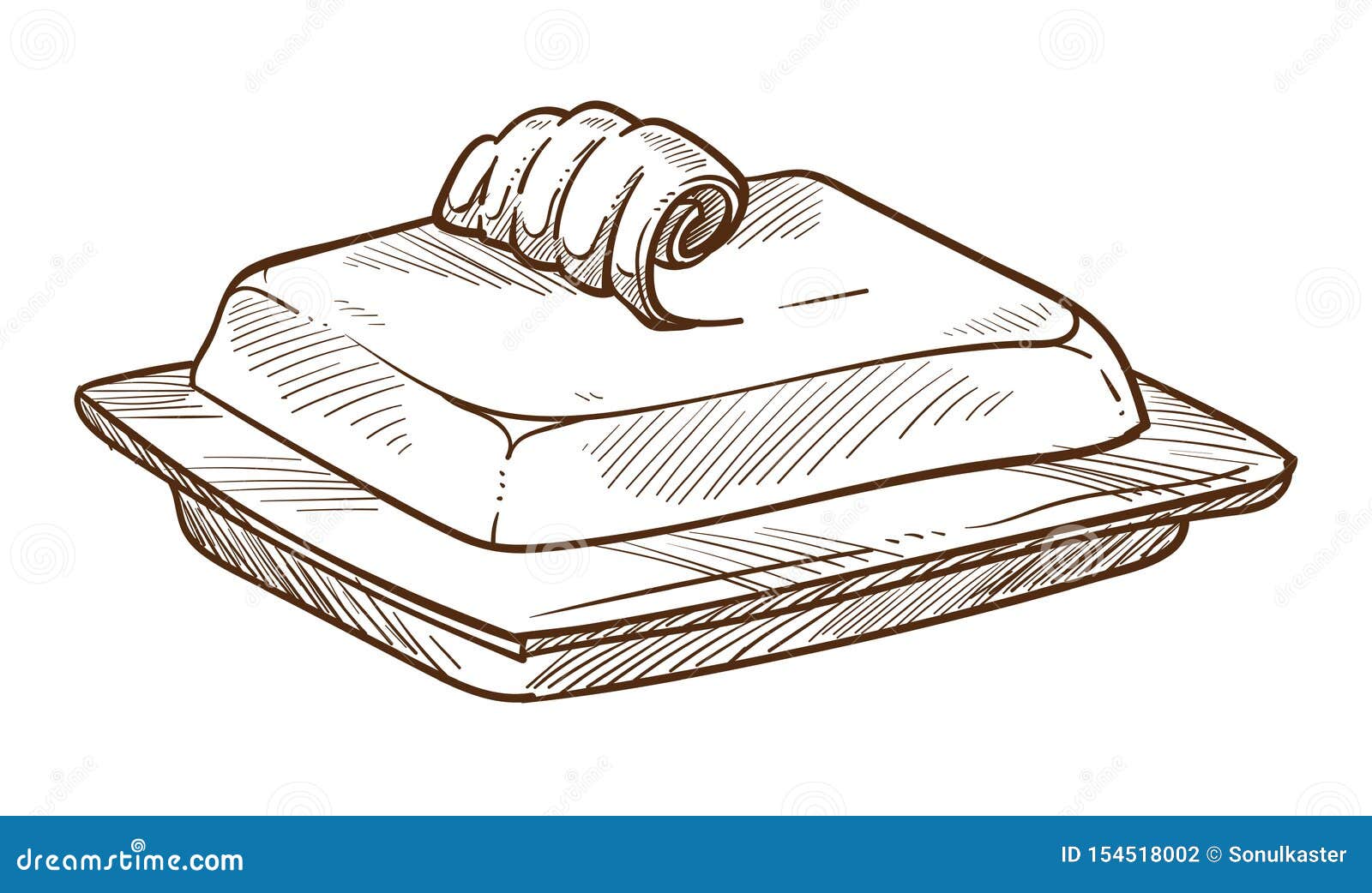 Масло в изолированном блюдом молочном продучте эскиза варя ингредиент ...