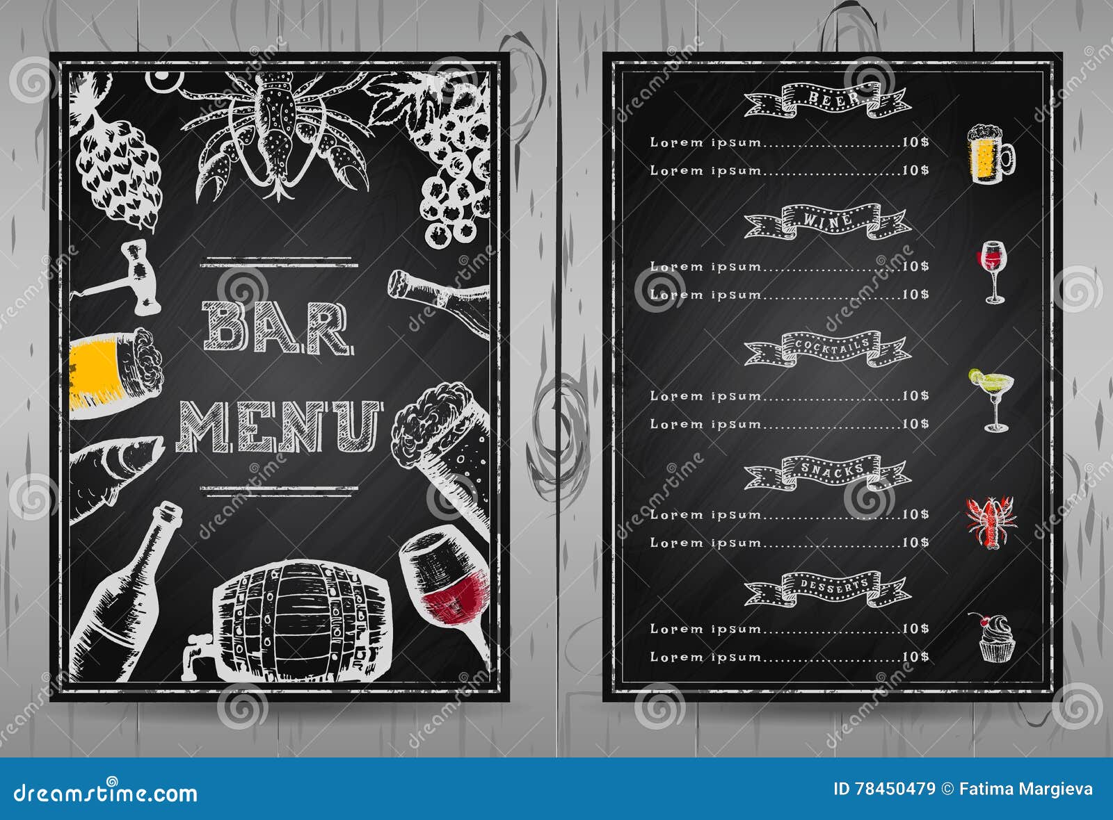 Меню бара дизайна, меню ресторана шаблона Иллюстрация вектора ...
