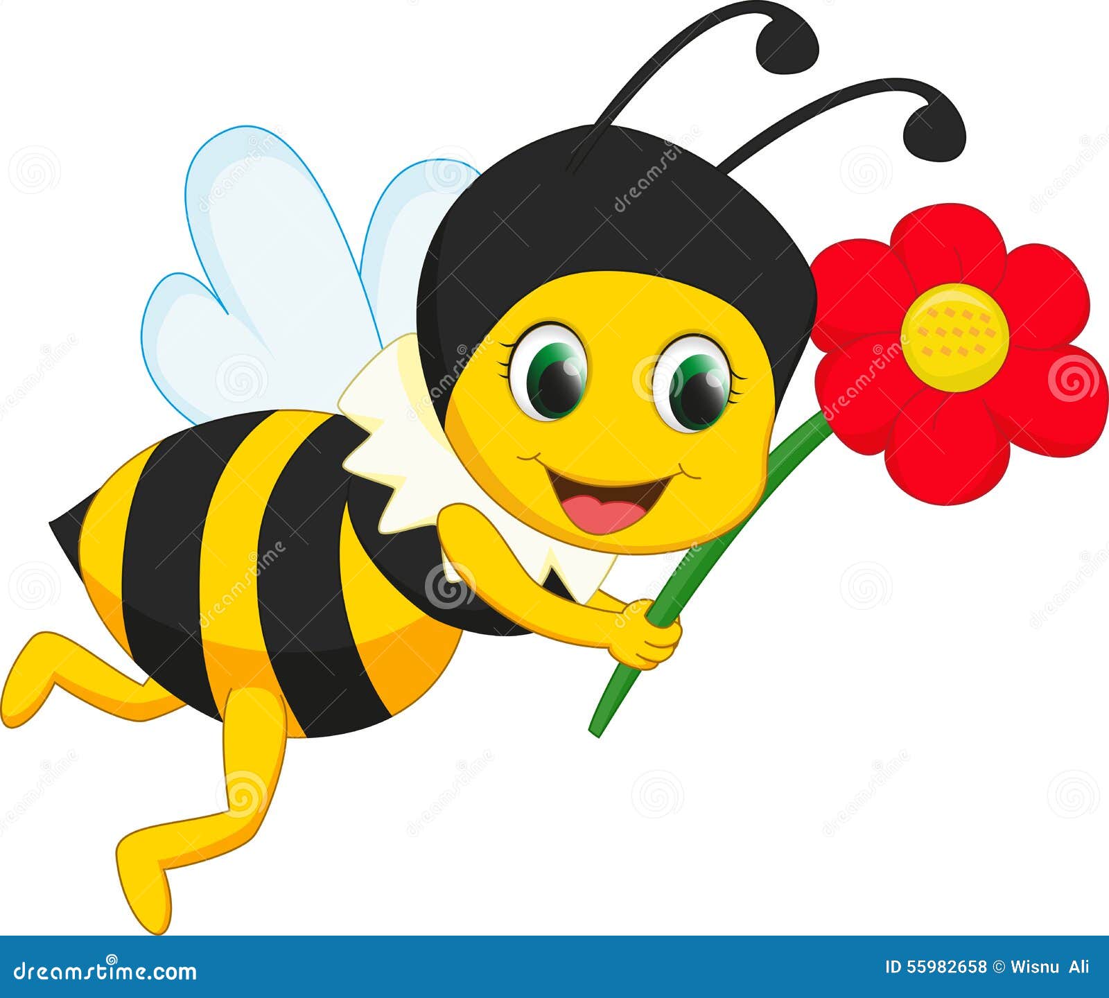 Пчела на цветке мультяшная