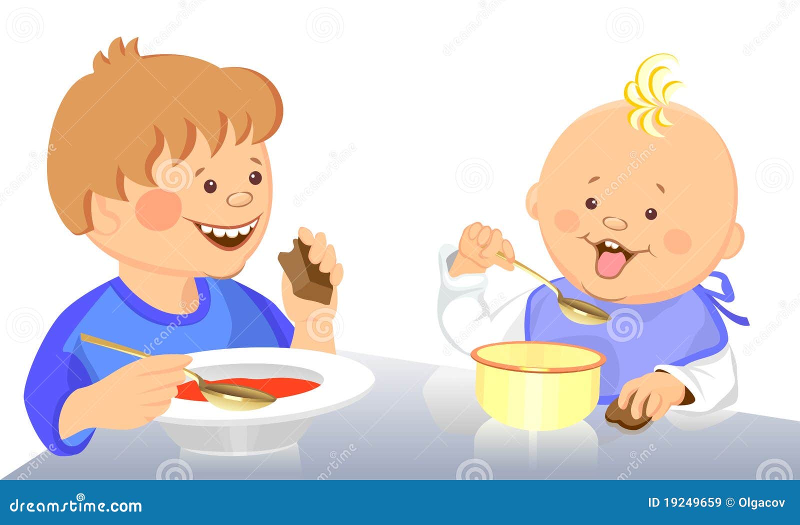 Дети кушают суп в детском саду