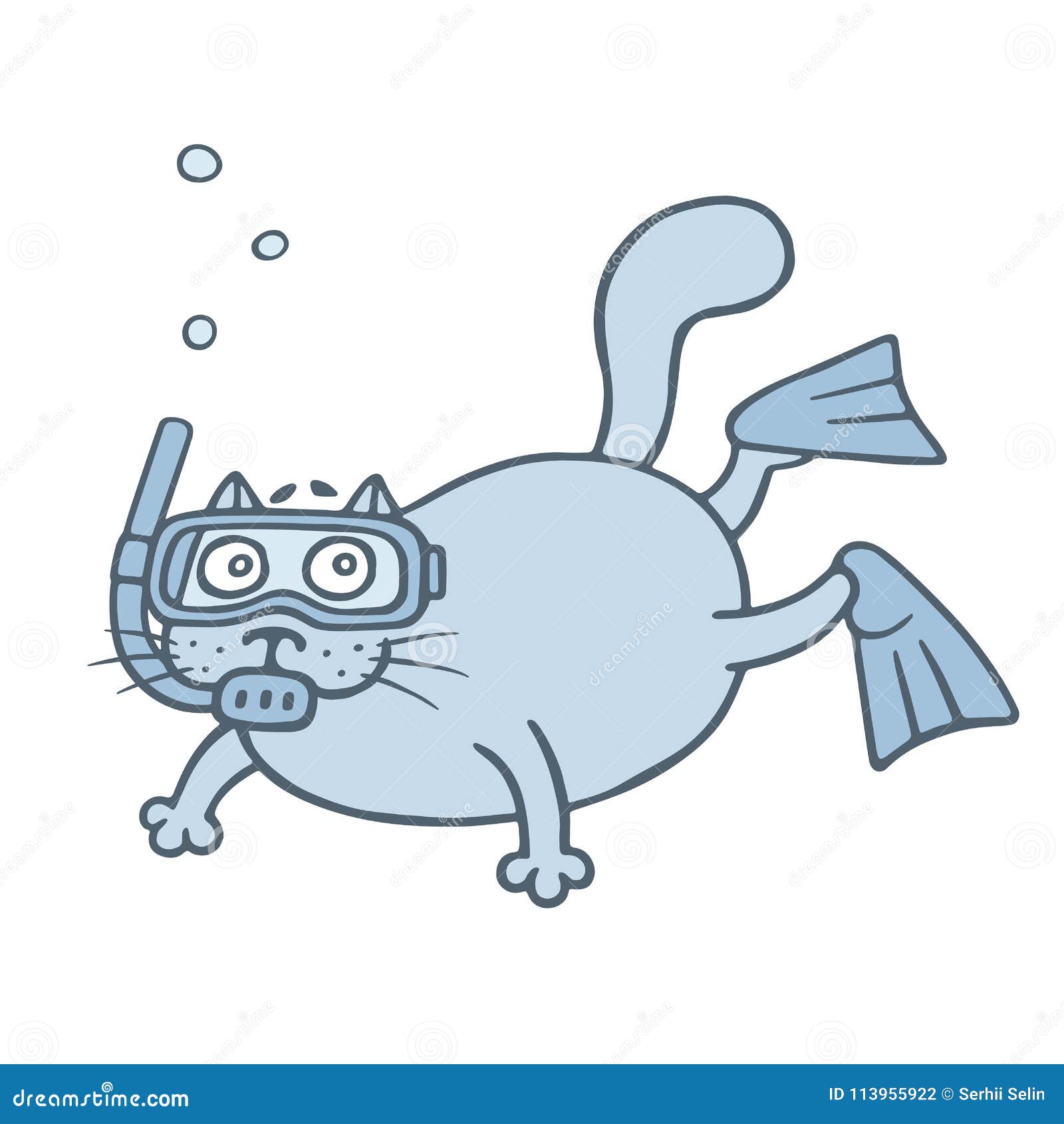 Кот водолаз без фона
