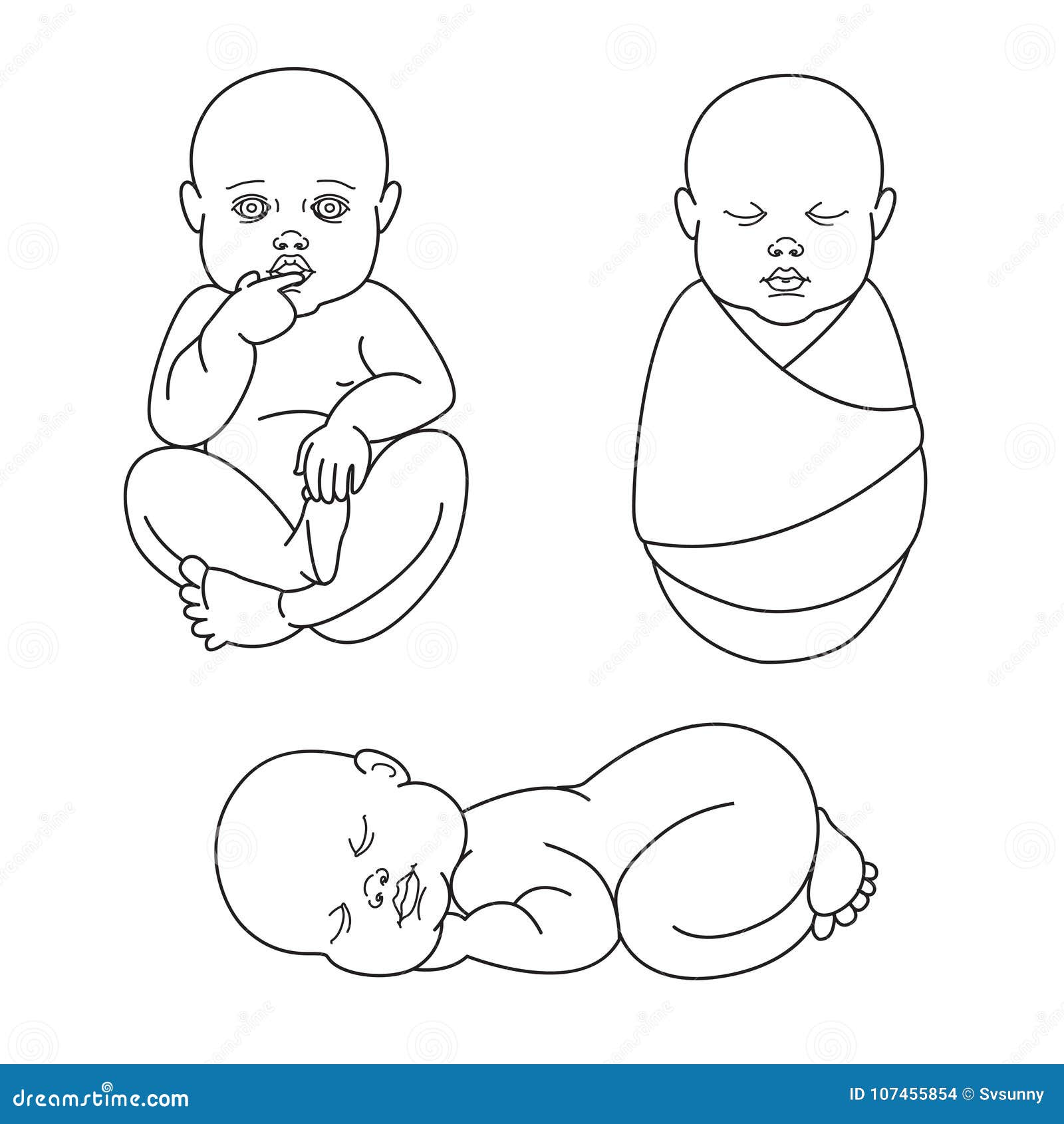 Тройняшки младенцы рисунок