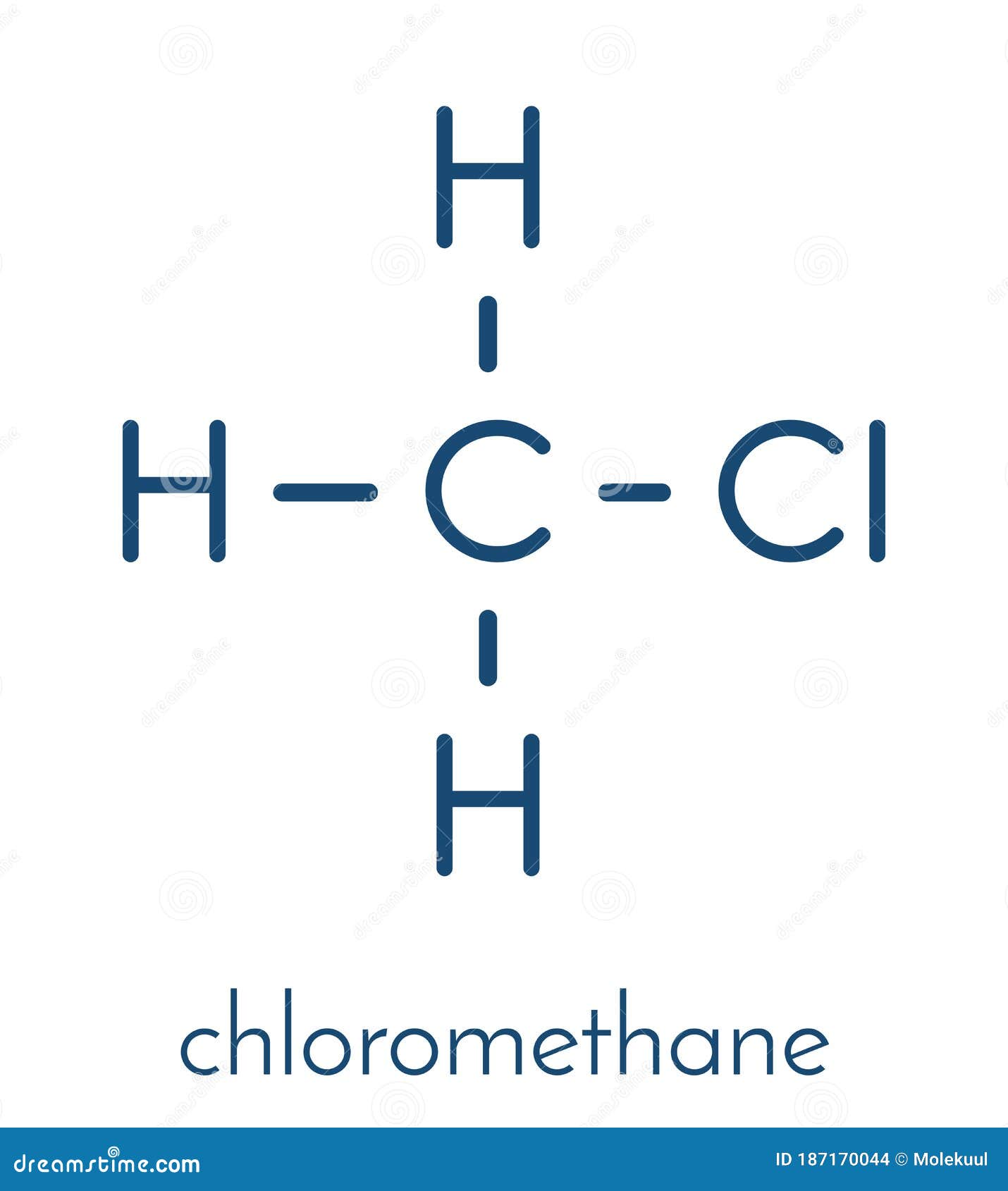 Молекула хлорида хлорметана метиловая. Скелетная формула. Иллюстрация ...