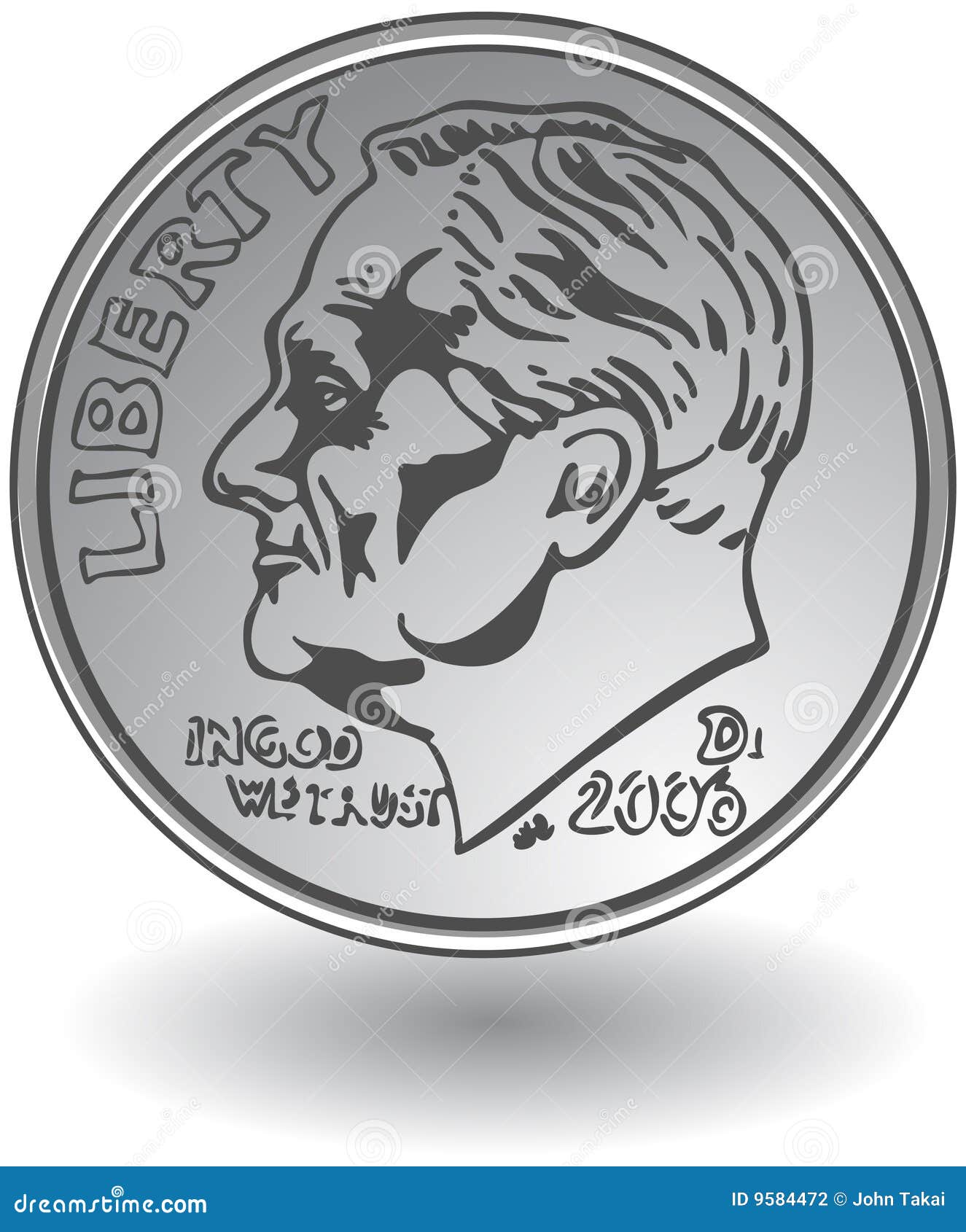 Монета цент нарисован