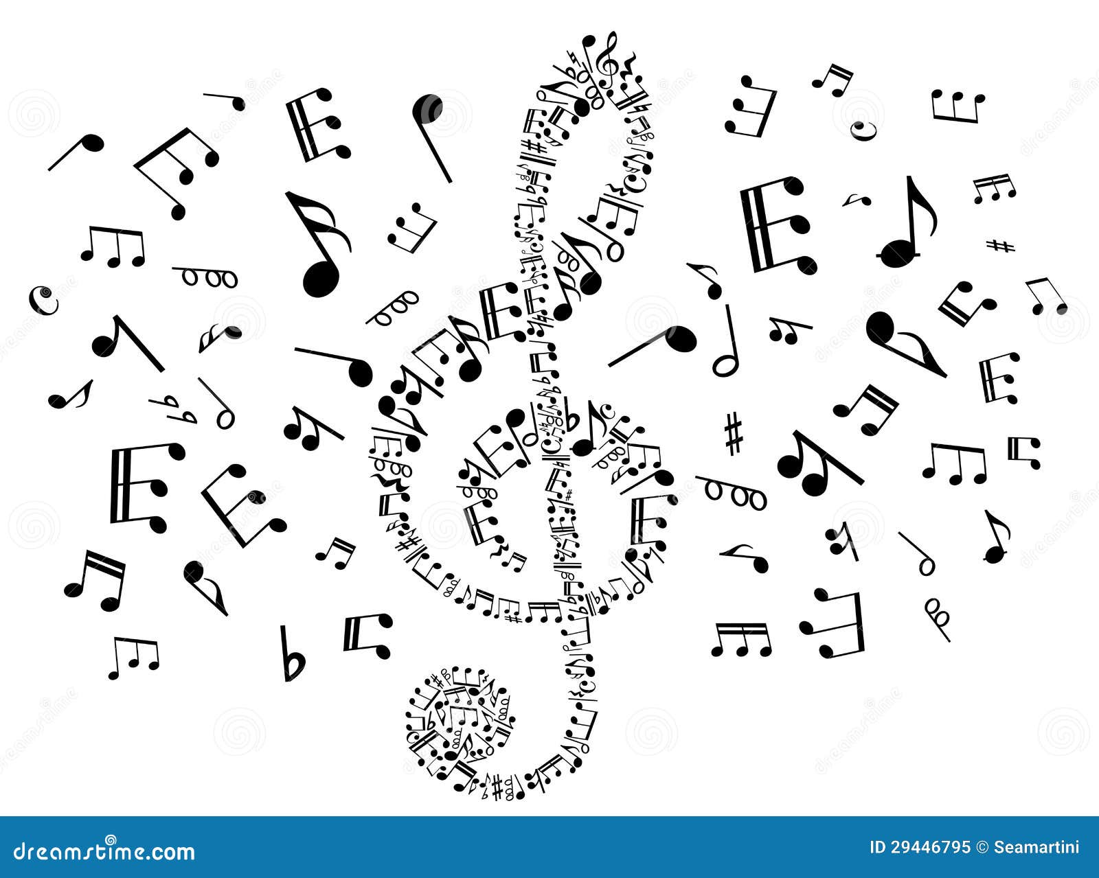 Музыкальный ключ с примечаниями Иллюстрация вектора - иллюстрации ...
