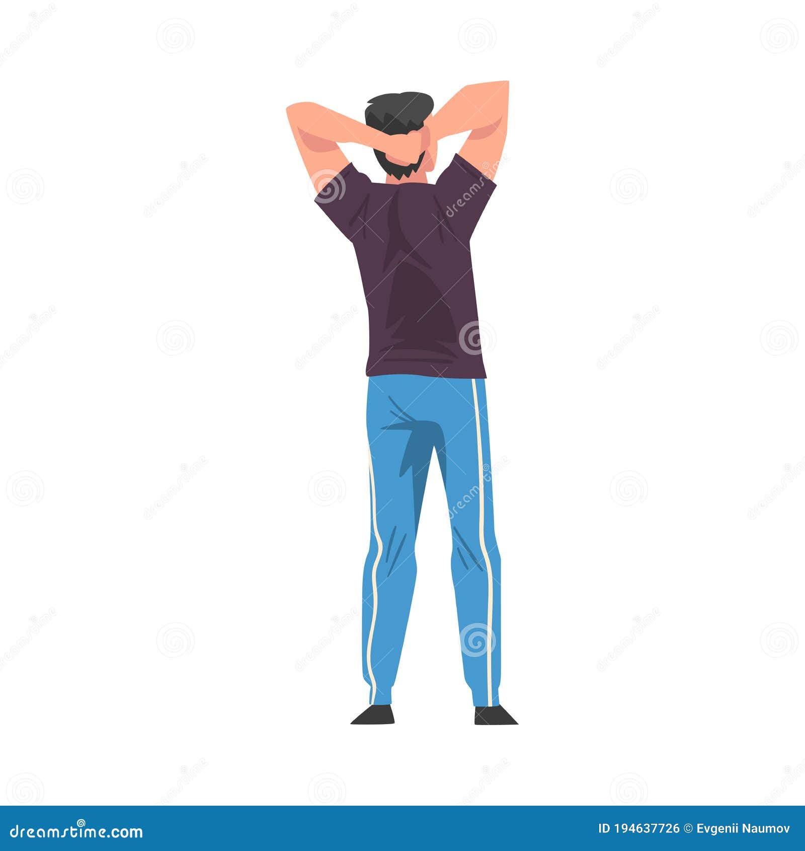 Назад взгляд человека молодого парня, рассматриваемая из исходного за ...