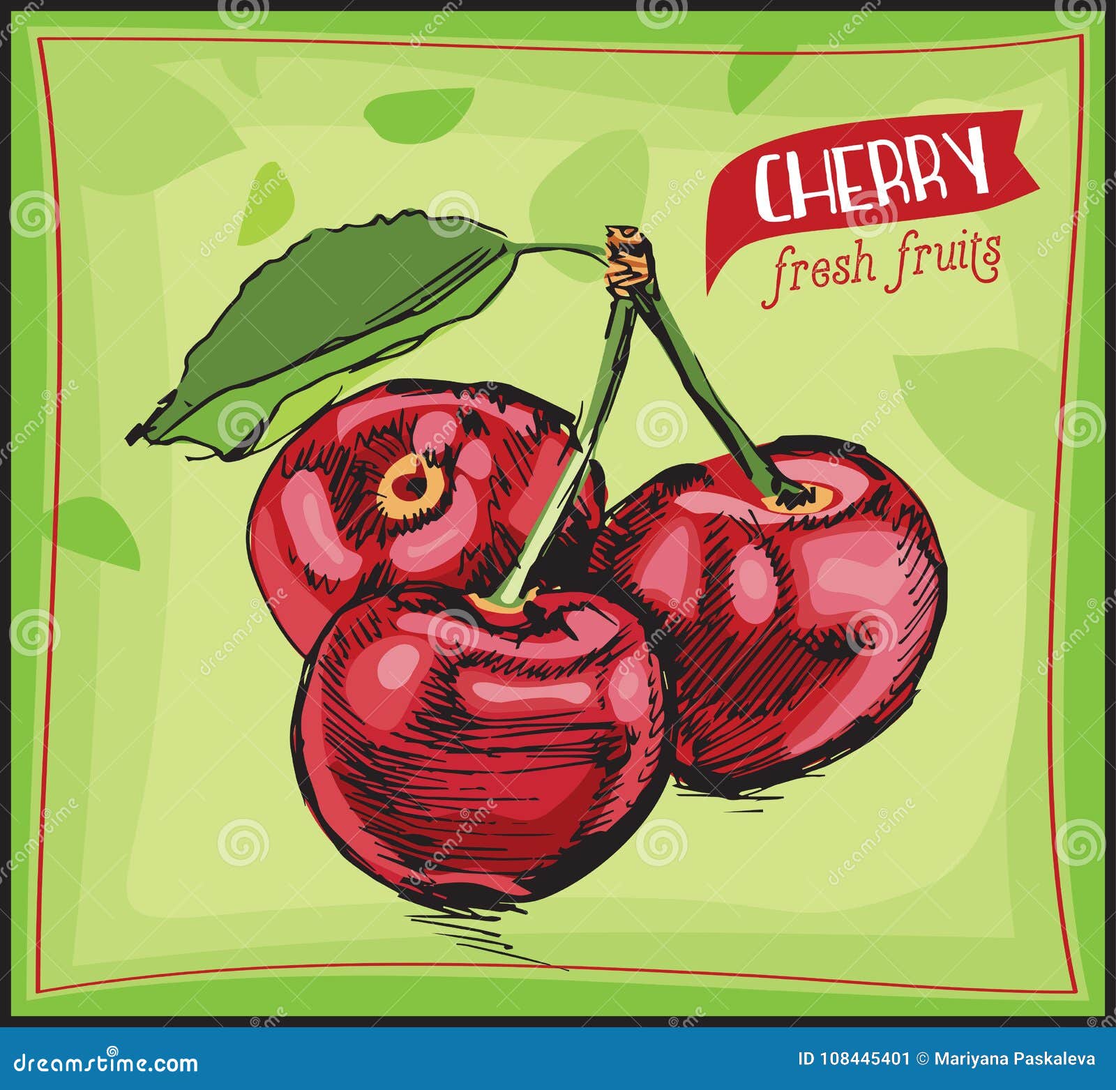Hand drawn Sketch Fruit вишня