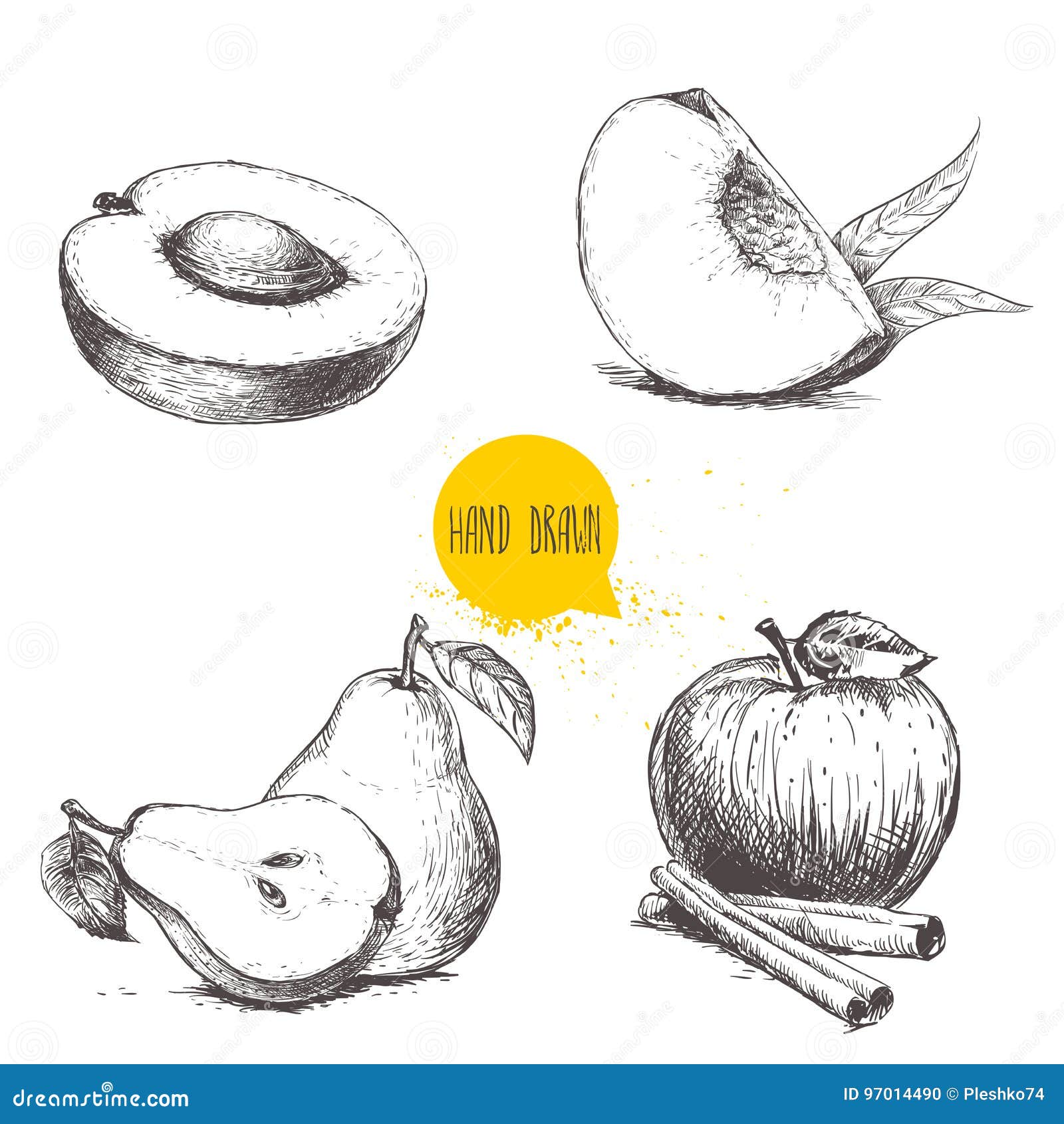 Яблоко с корицей рисунок