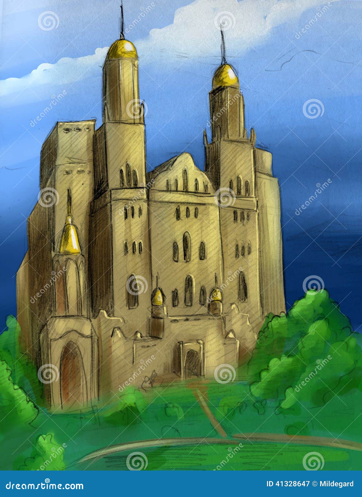 Замок из рук нарисовать