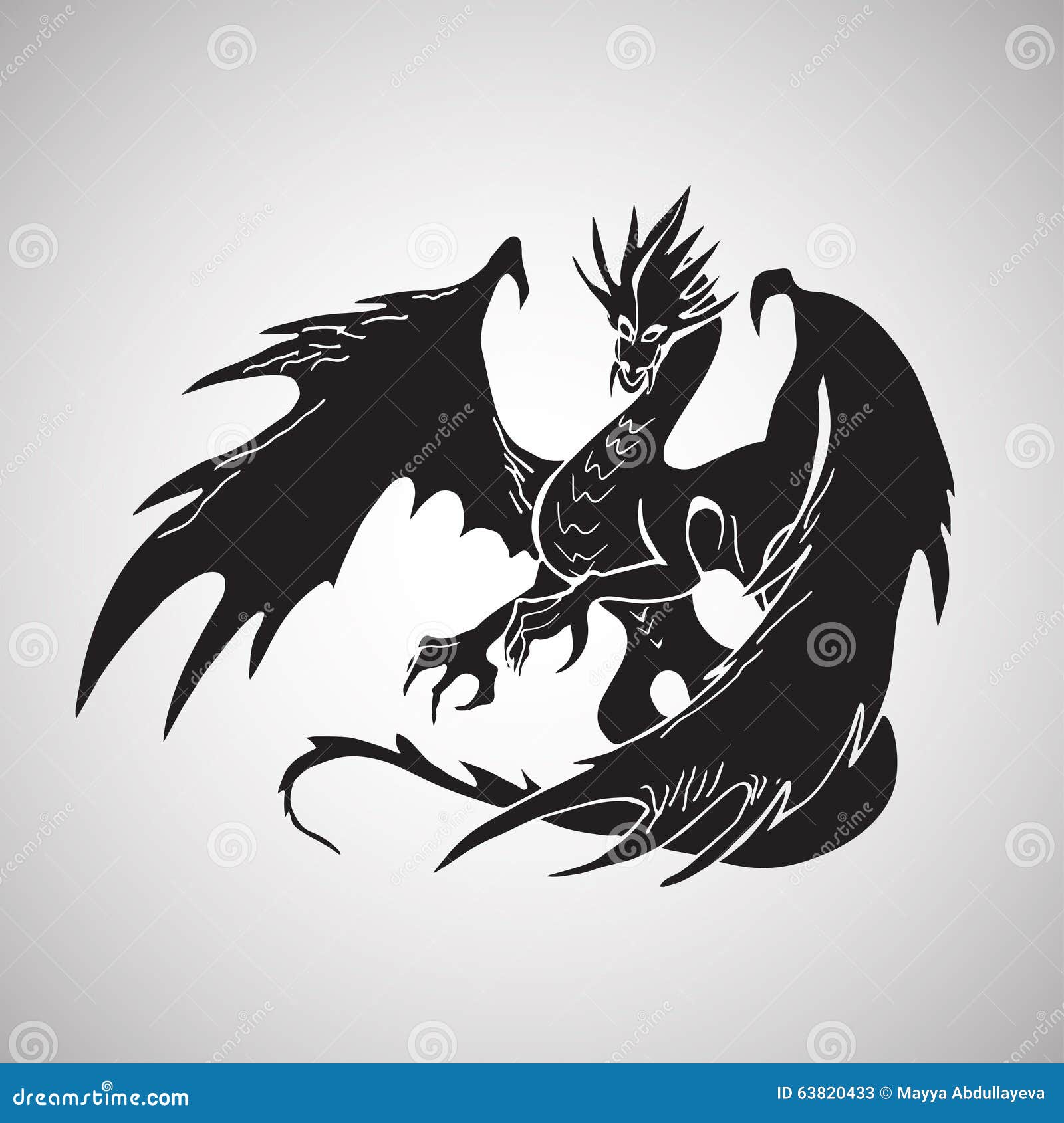 Дракон с крыльями силуэт