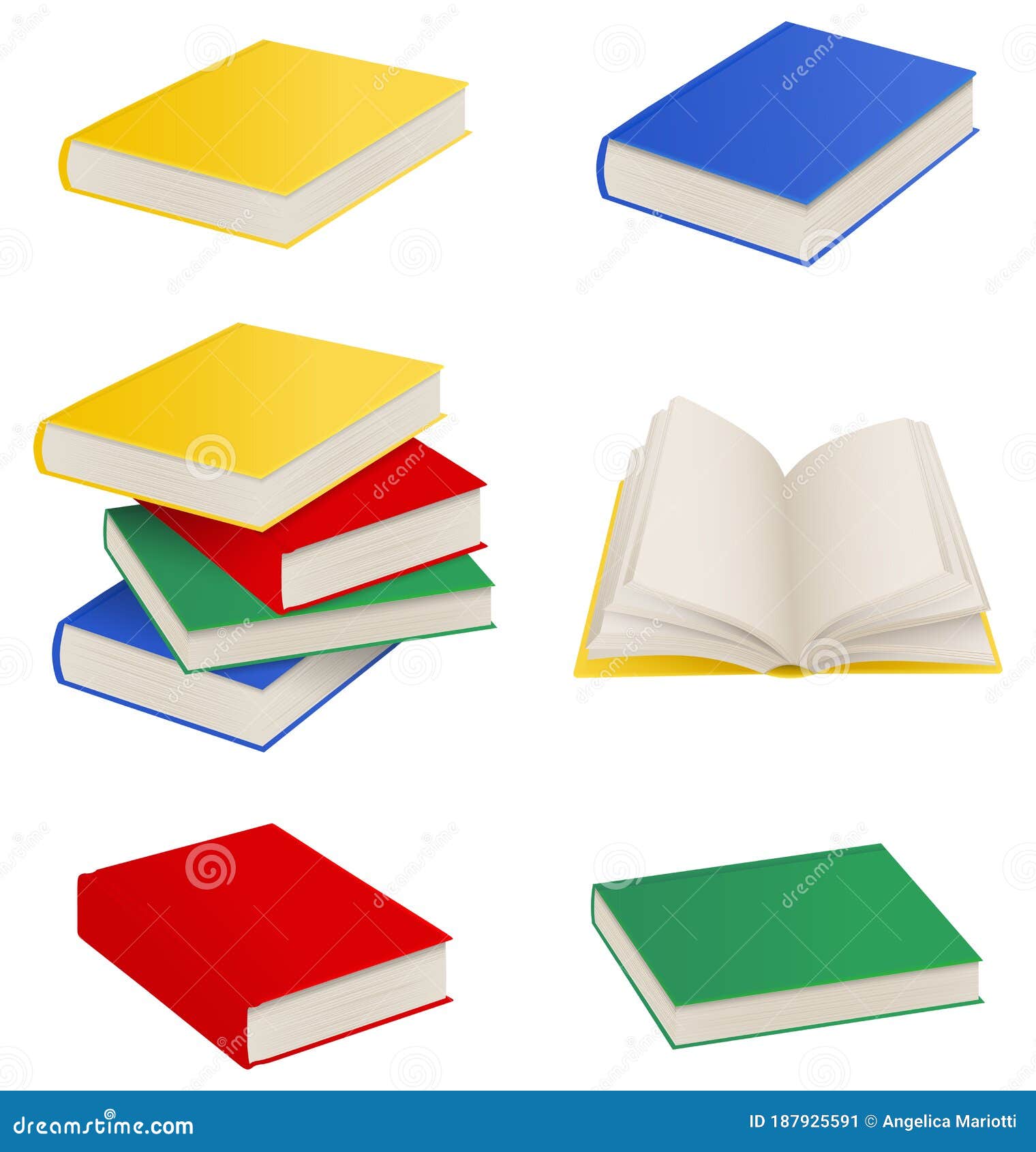 Настройка отдельных книг штабелируйте книг и открытой книги Иллюстрация ...