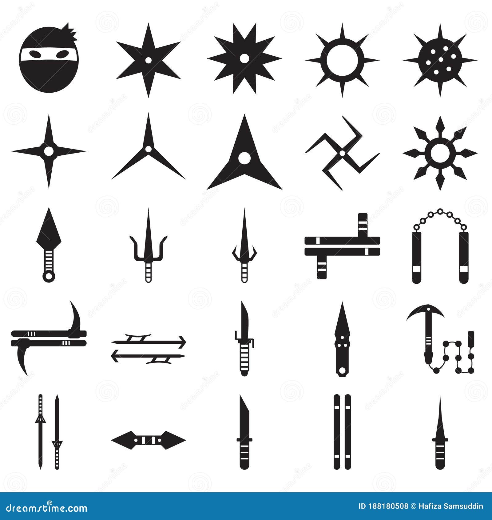 Настройка японских оружия ниндзя. Дизайн иллюстрации вектора ...