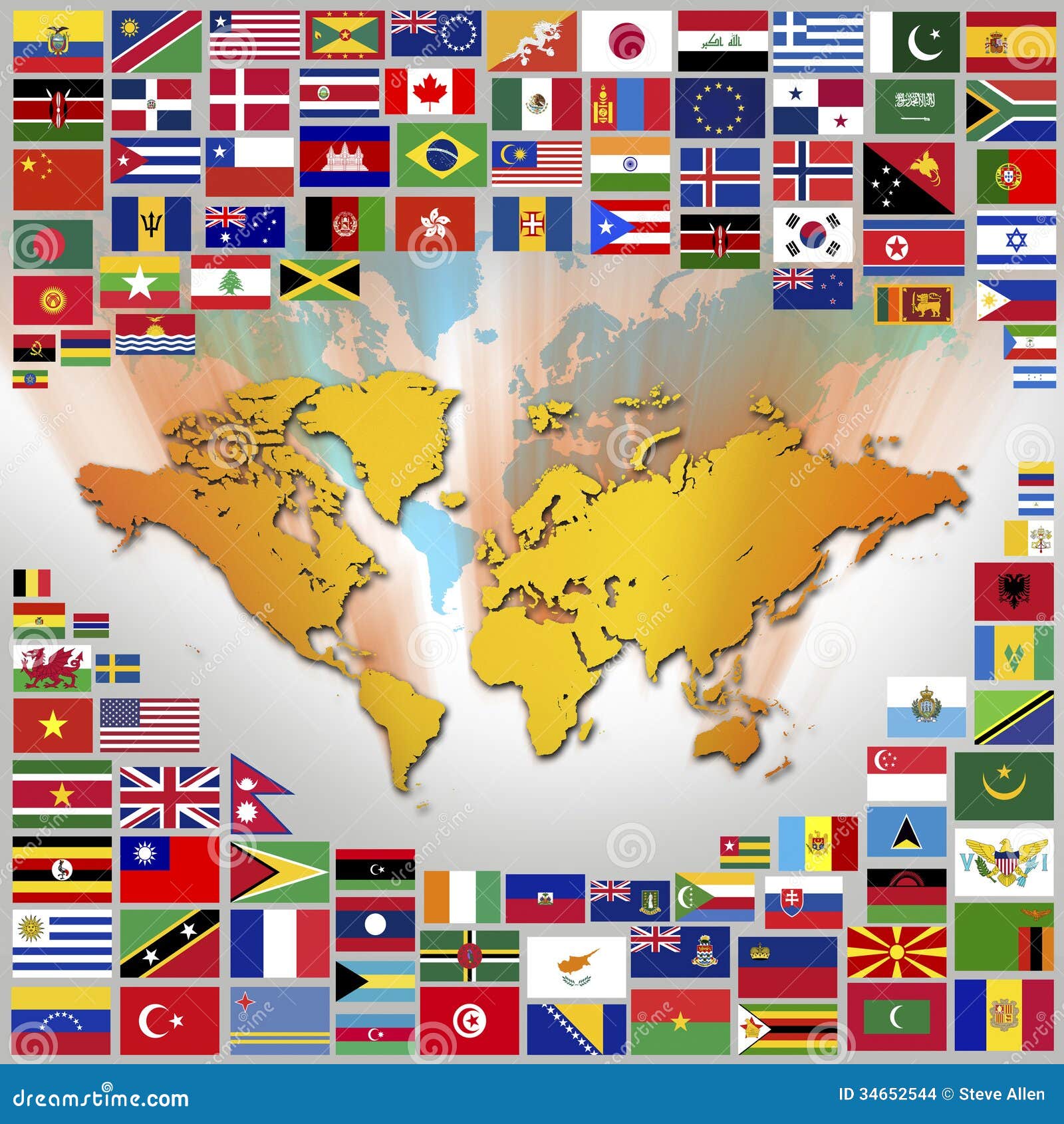 Национальные флаги и карта мира. Всемирные национальные флаги и карта мира - международное перемещение.