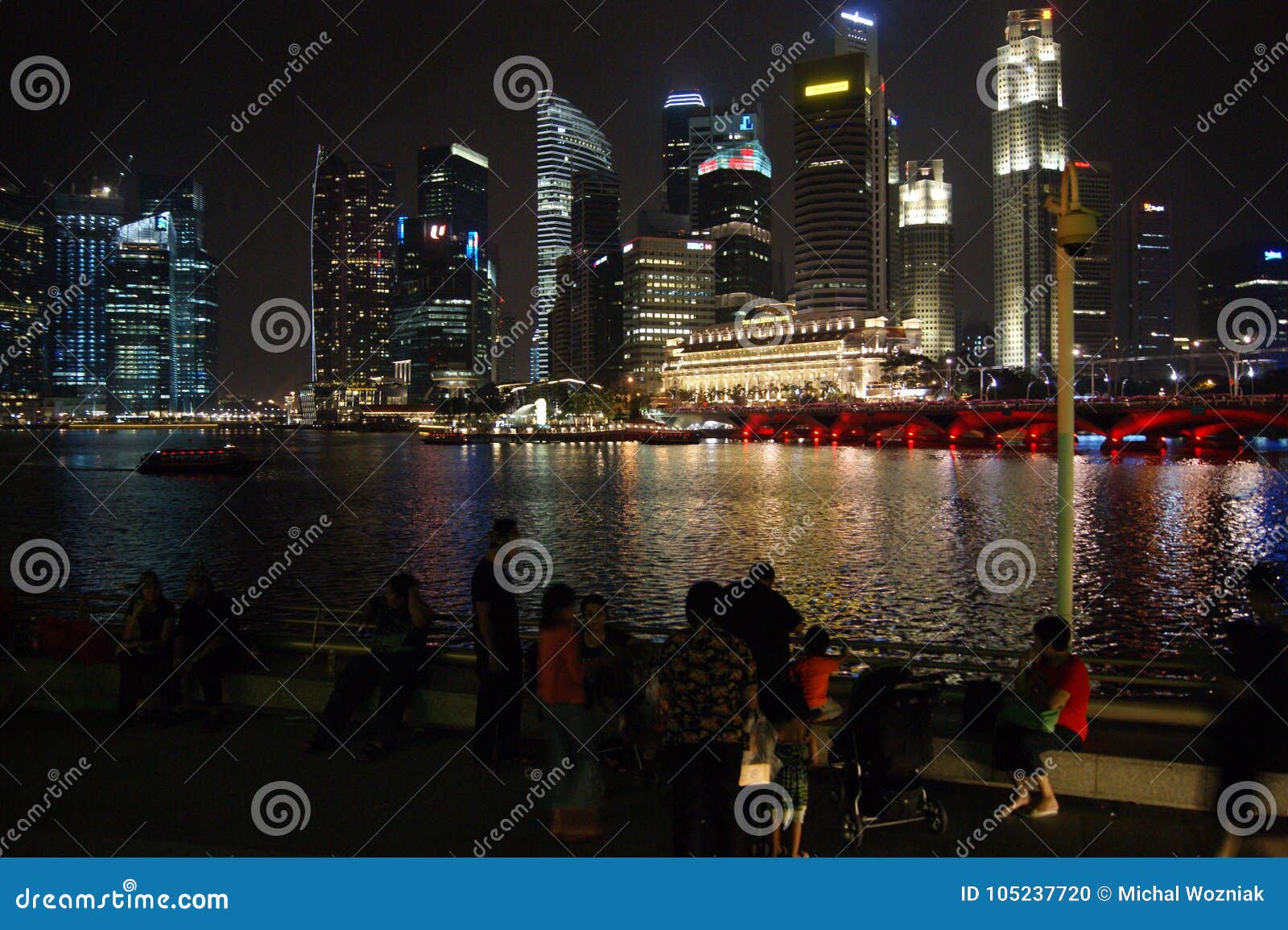 ноча singapore. съемка singapore ночи города