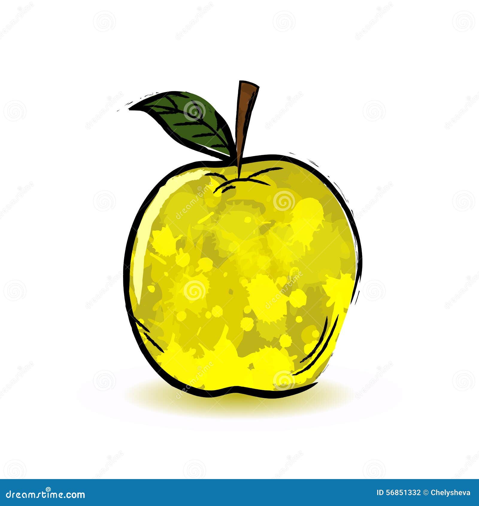 Жёлтое яблоко нарисованое