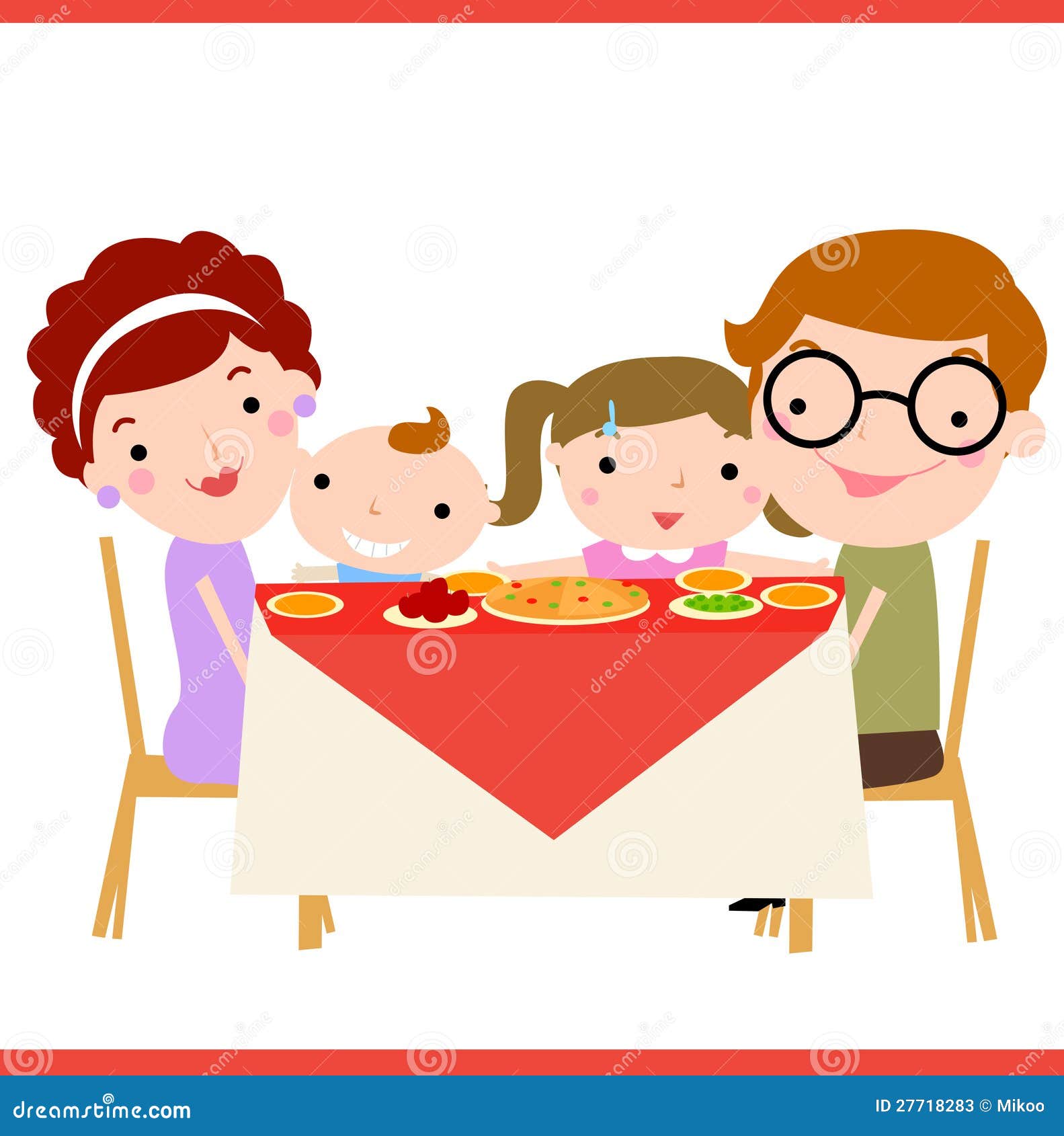 Семья ужинает вектор