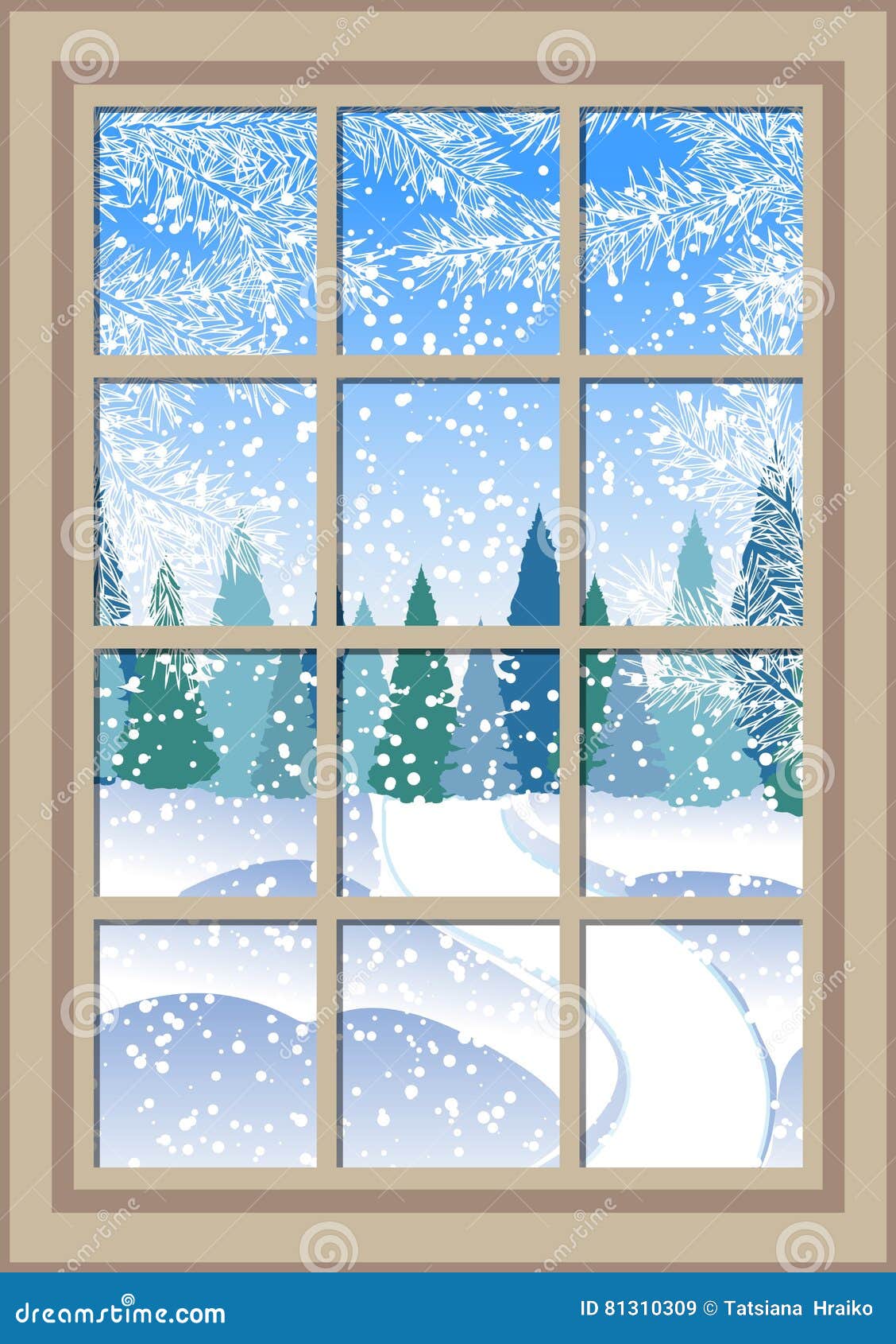 Мультяшные зимние окна