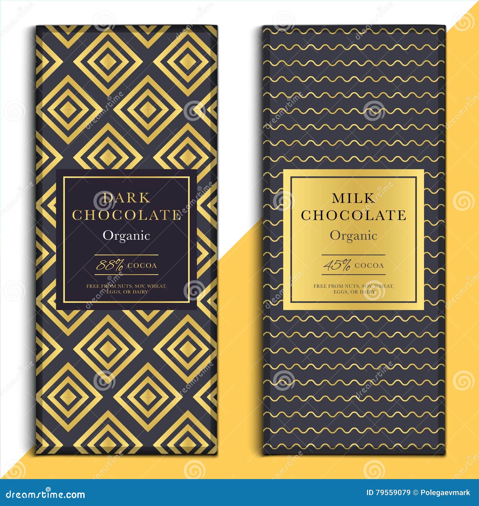 Органический дизайн шоколадного батончика темноты и молока Vect Choco ...