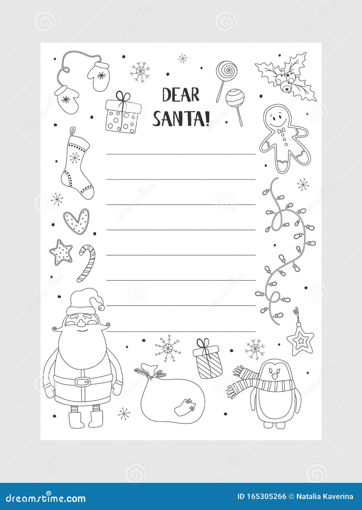 Cartoon Christmas Wish Christmas Items. Coloring Page. a Letter To Cartoon Christmas Wish Christmas Items. Coloring Page. a Letter To