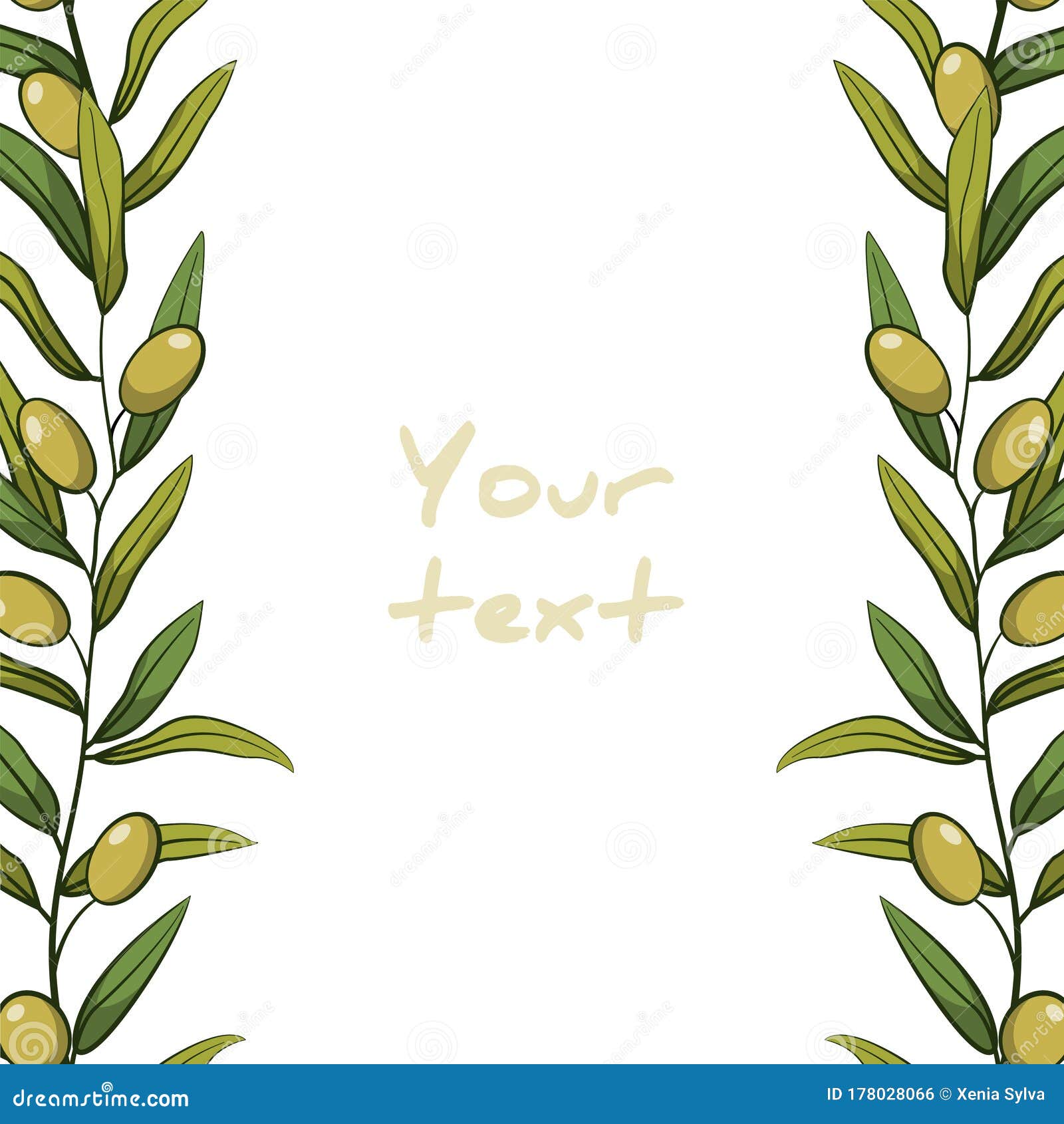 Vertical Olive Borders; Frame with Green Olives. Stock Vector Illustration of frame, herbal