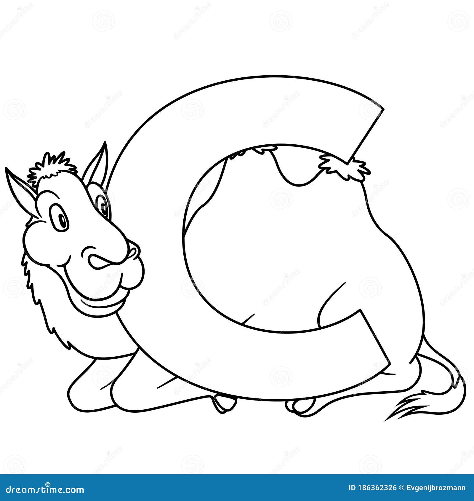 Animal Alphabet. Capital Letter C, Camel. Raster Illustration. for Pre