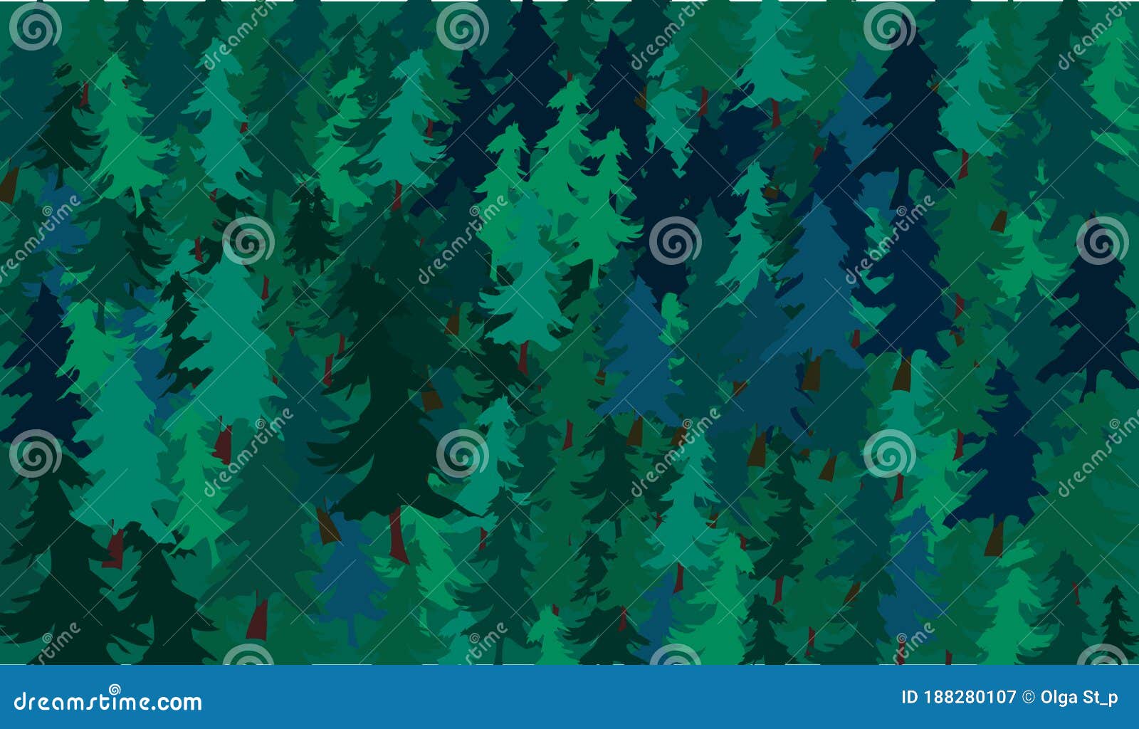 Forest Background. Dark Green and Blue Colors. Stock Vector