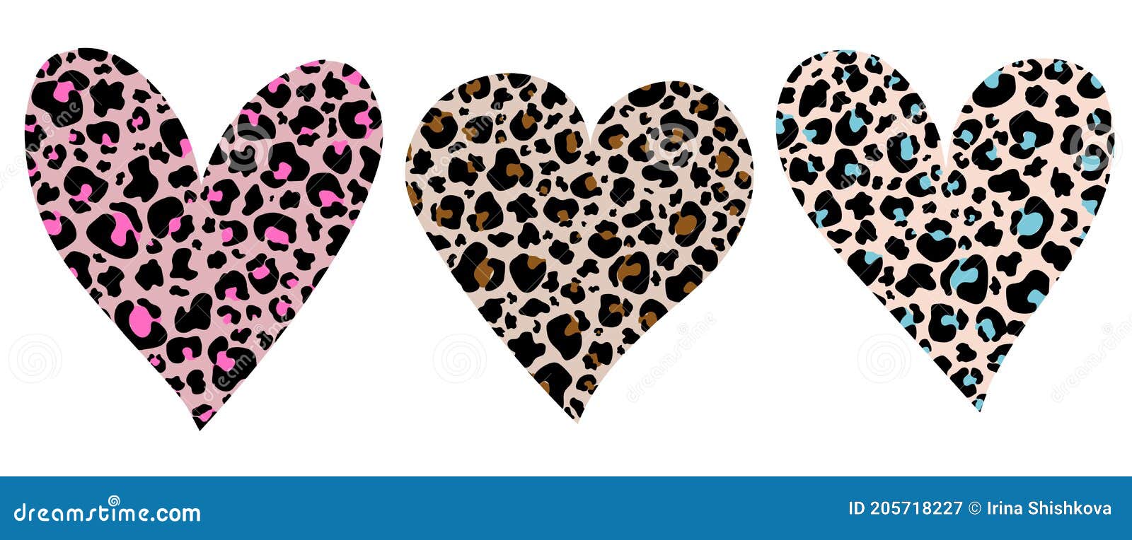 Hearts Animal Print. Leopard Heart Vector Illustration Stock