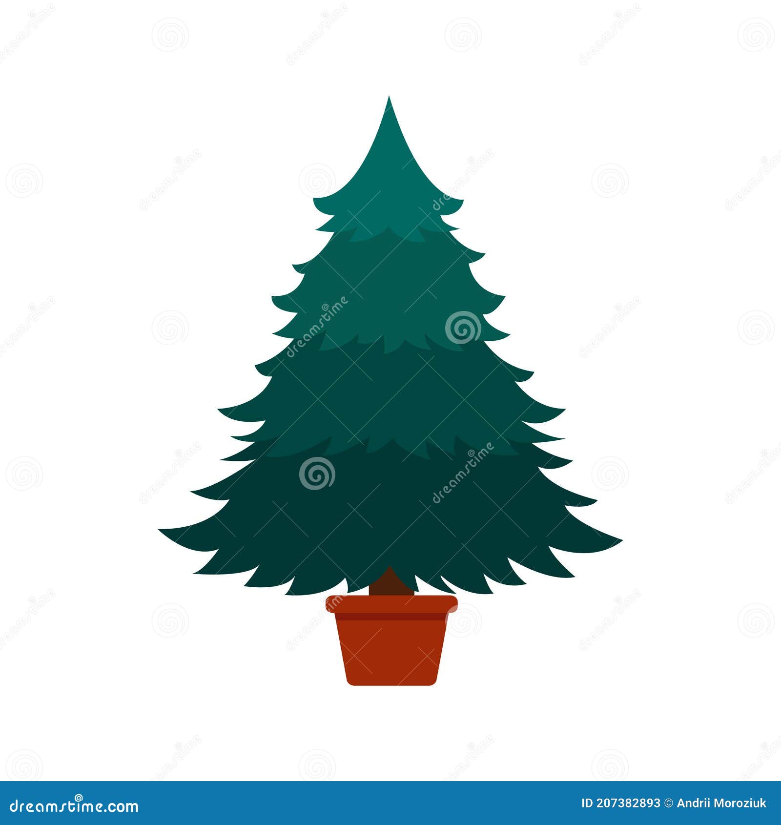 Christmas Tree in a Pot without Decorations. Vector Illustration Stock
