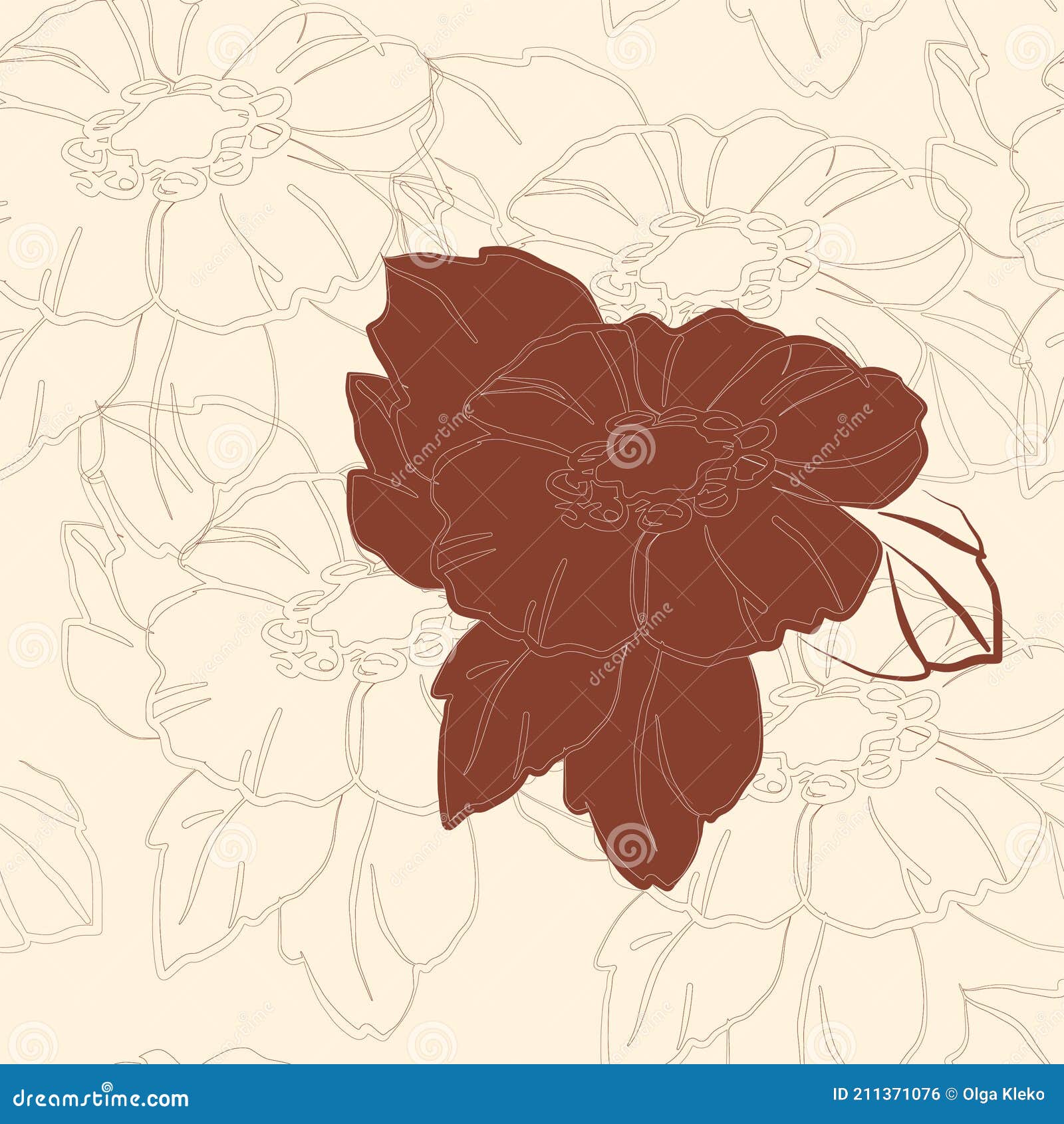 Decorative Flowers. Floral Seamless Pattern. Vector Illustration. Stock