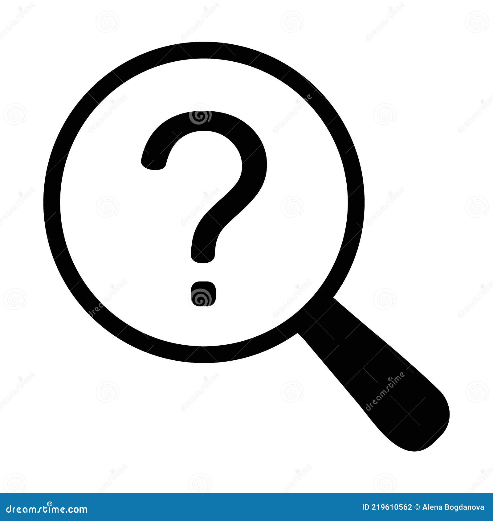 Icon with a Magnifying Glass and a Question Mark. Stock Vector