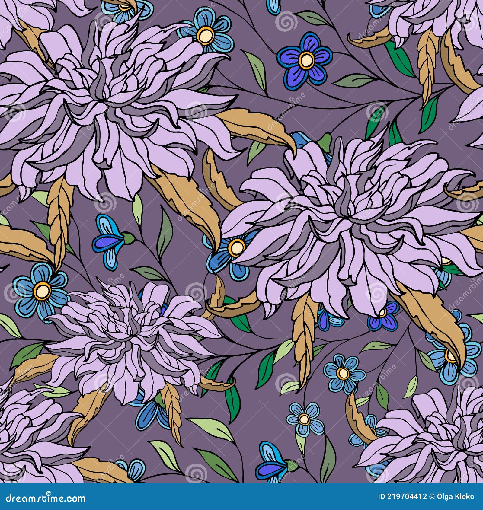 Decorative Flowers for Design. Vector Ornament from Flowers and Leaves