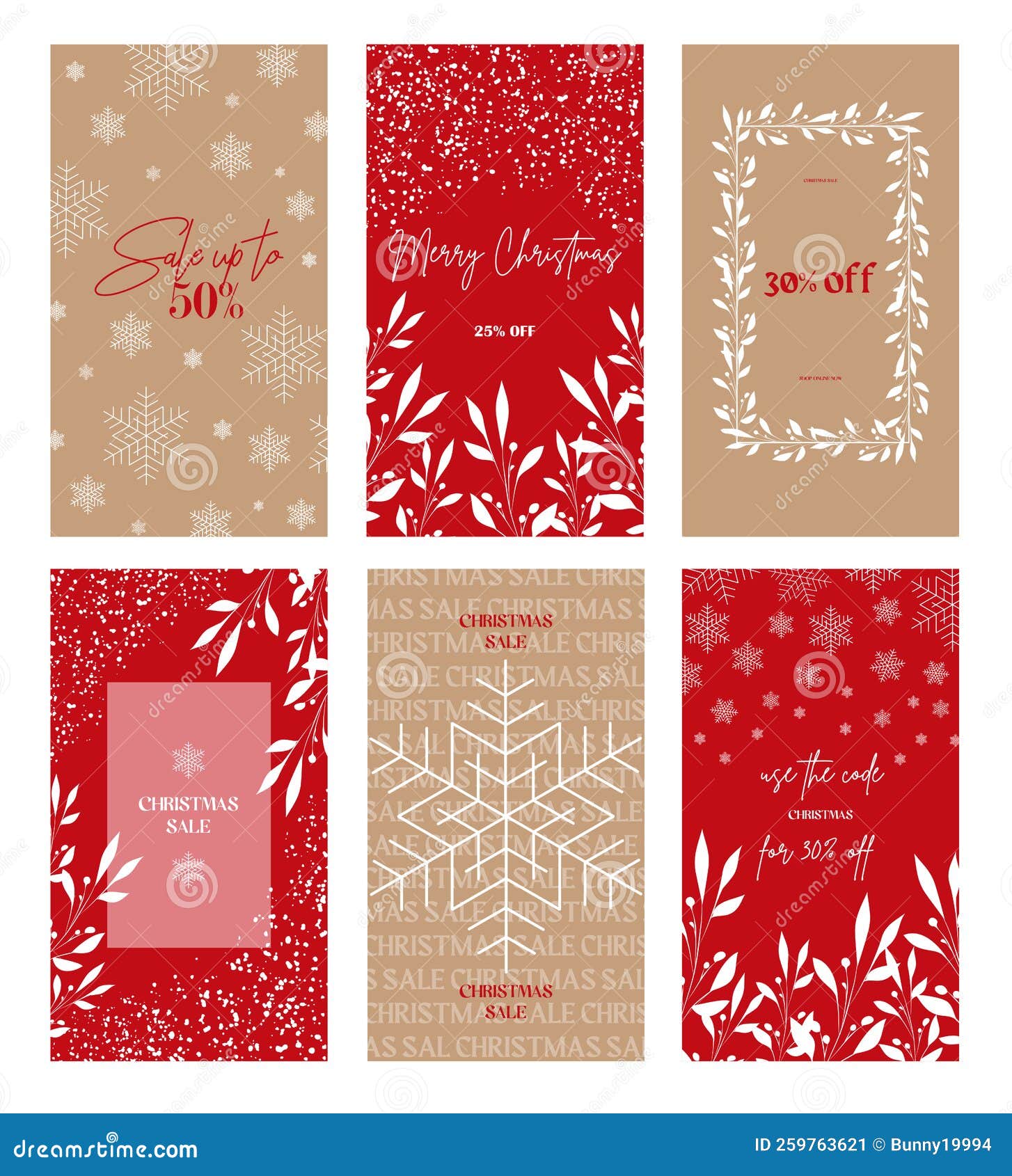 Christmas Instagram Post Stories templates pack. Merry Christmas greeting card posts, social media templates