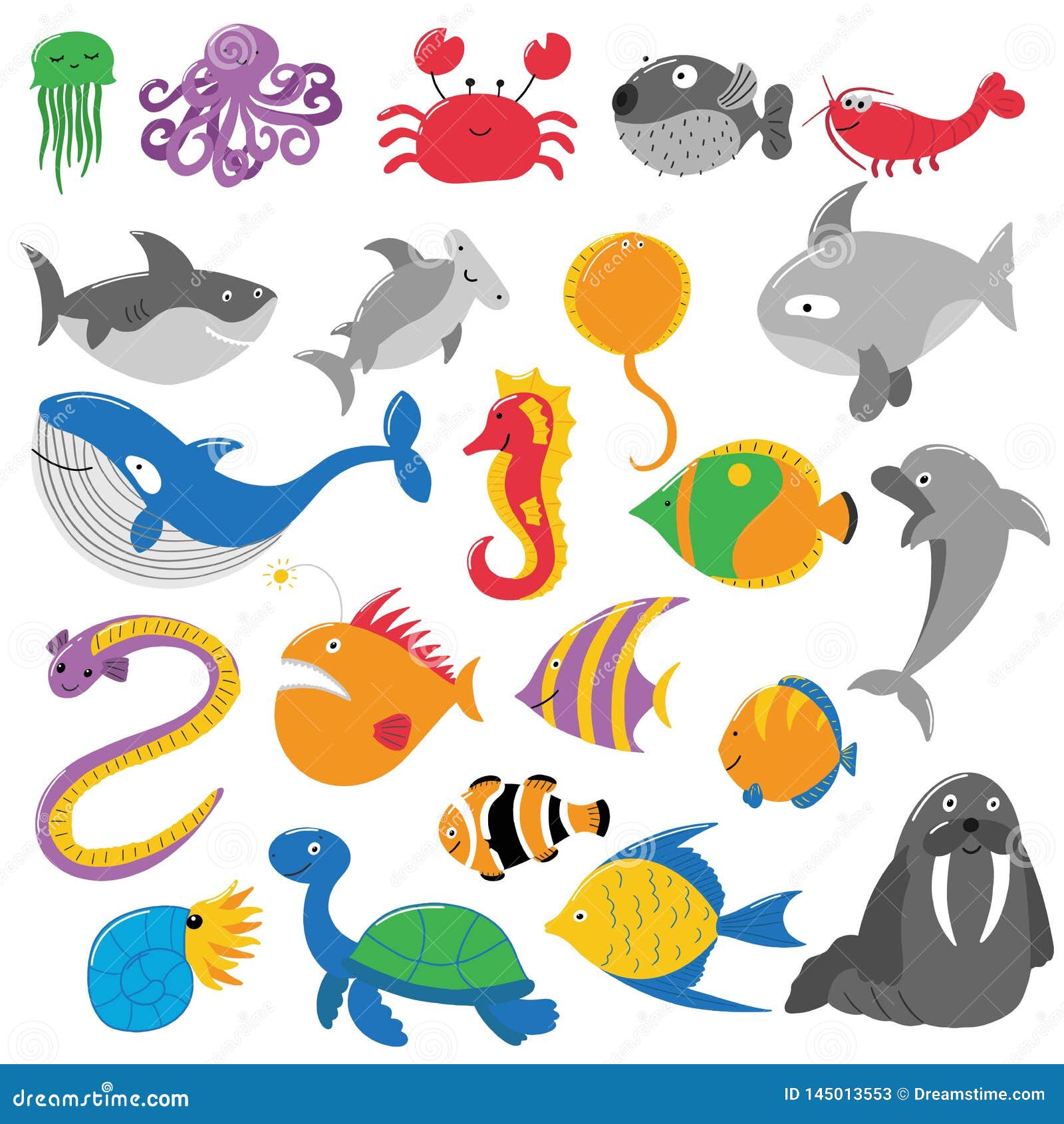 Illustration of Sea Creatures Stock Vector - Illustration of room