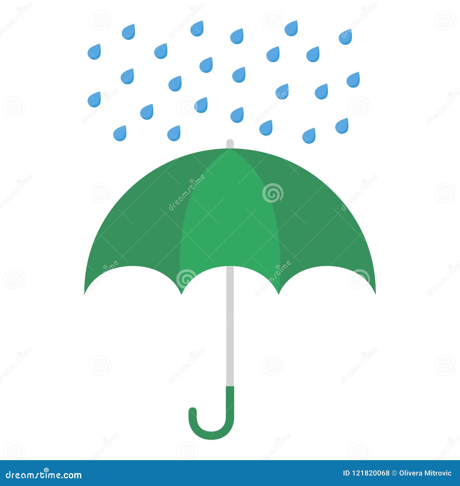 Падения зонтика и дождя изолированные на белой предпосылке также вектор иллюстрации притяжки corel