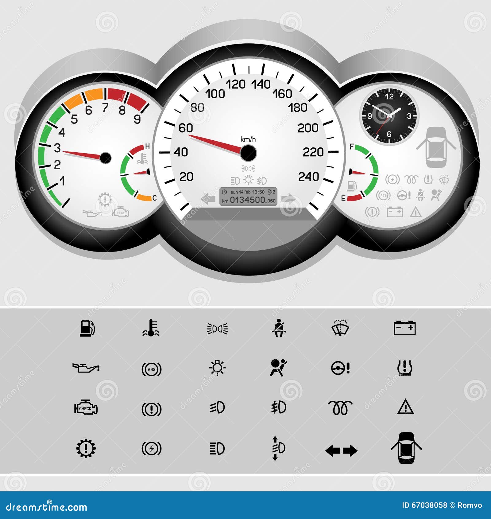 Спидометр панель приборов вектор