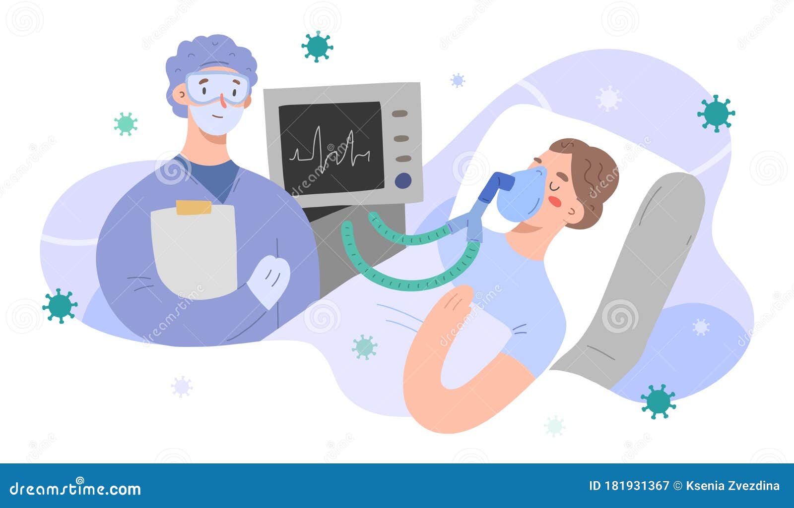 Векторные картинки стоковые Artificial lung Ventilation device Design