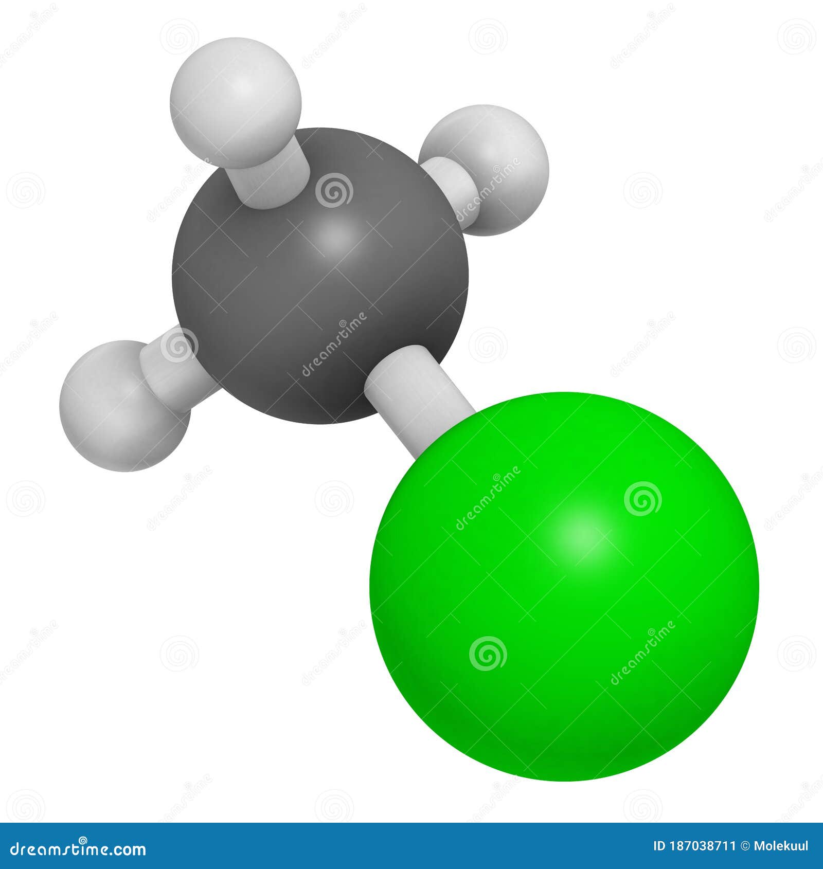 Перевод молекулы хлорметана бромистый хлорида 3d. Атомы отображаются в ...