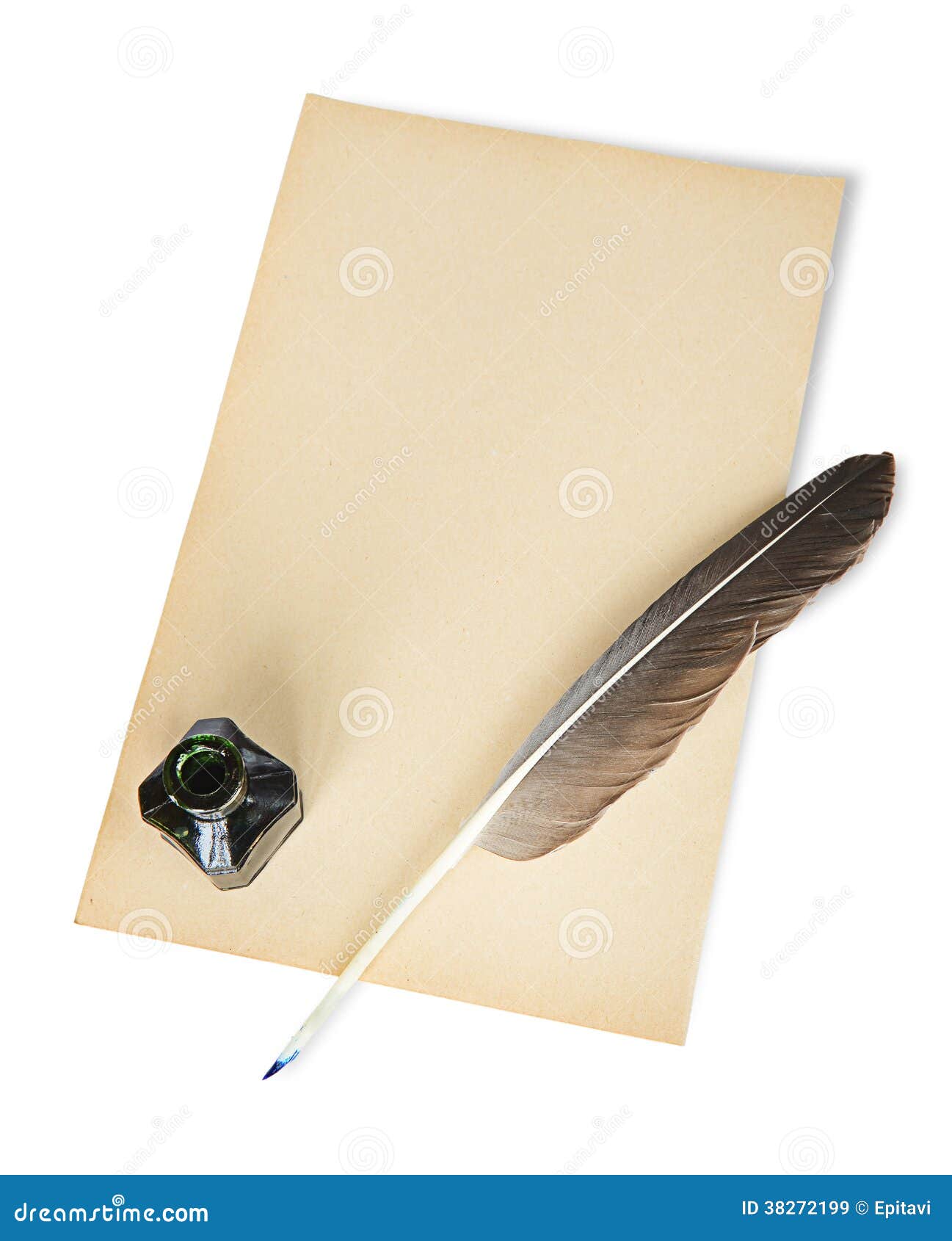 Перо, чернила и лист старой бумаги Стоковое Изображение - изображение ...