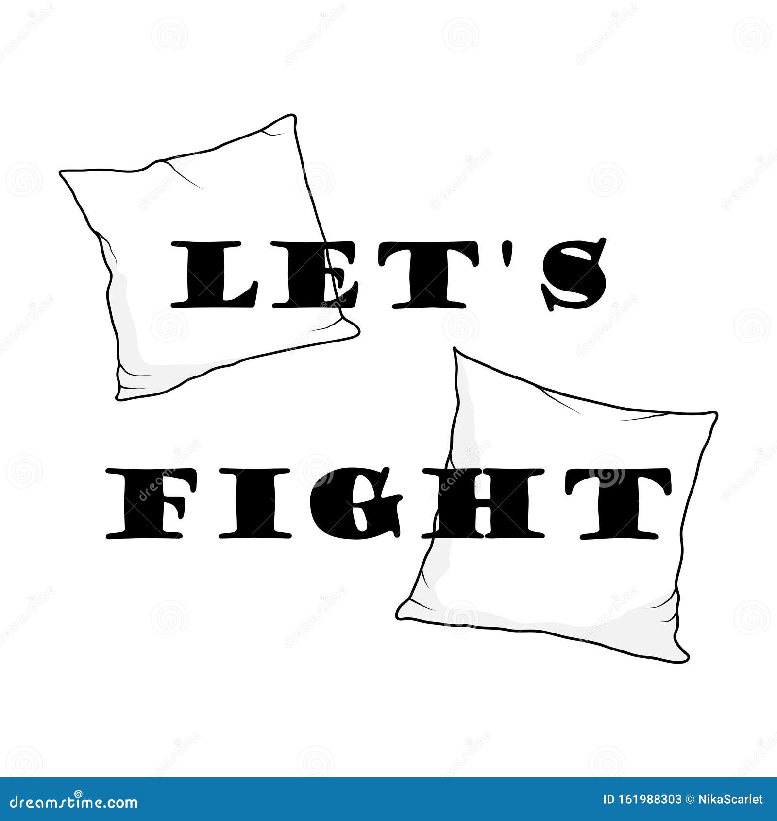 Let`s Fight Pillow Banner Pajama Party Stock Vector Illustration of