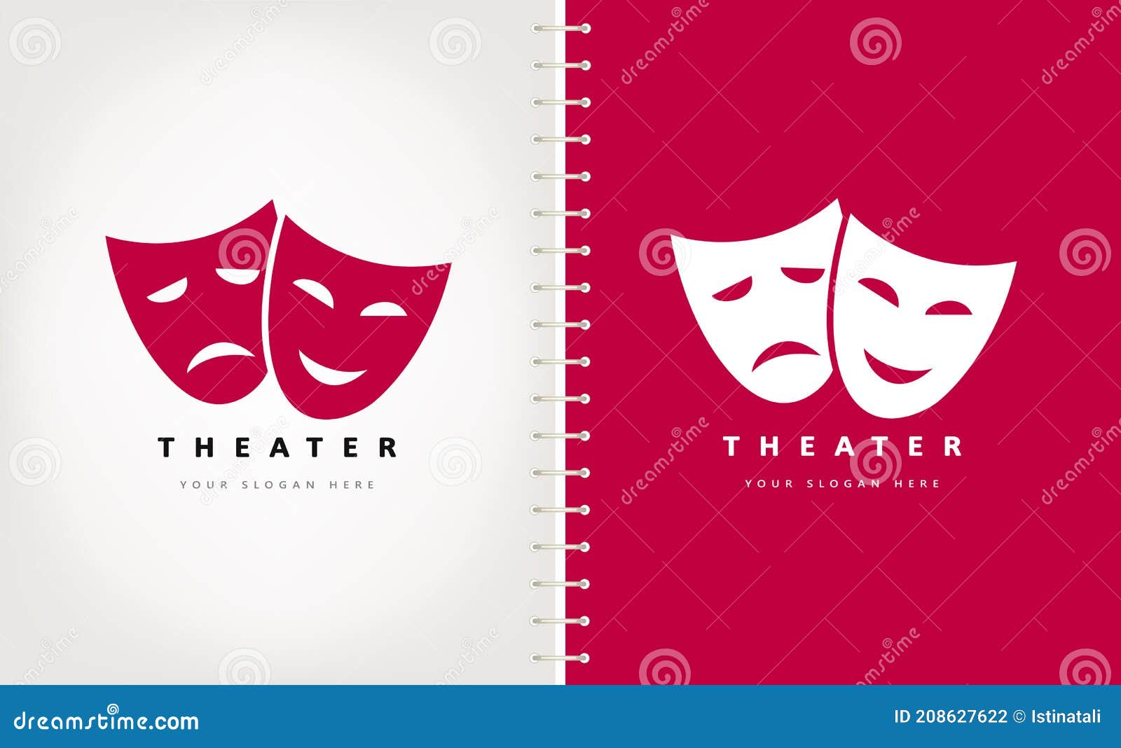 Theater Masks Logo Vector. Theater and Acting Design Stock Vector