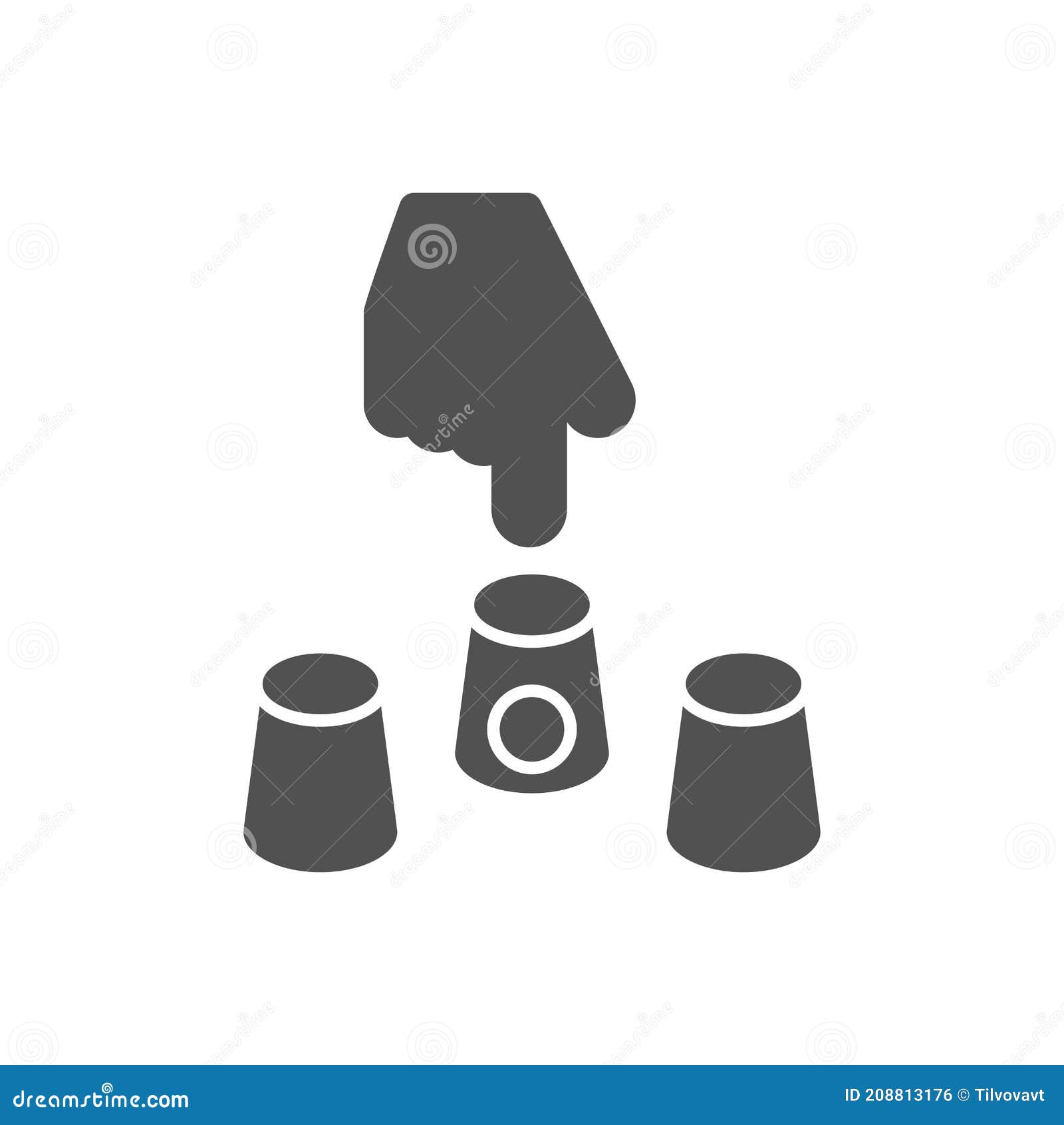 Three Thimbles and a Ball.Thimbles Gambling Game Icon in Flat Style