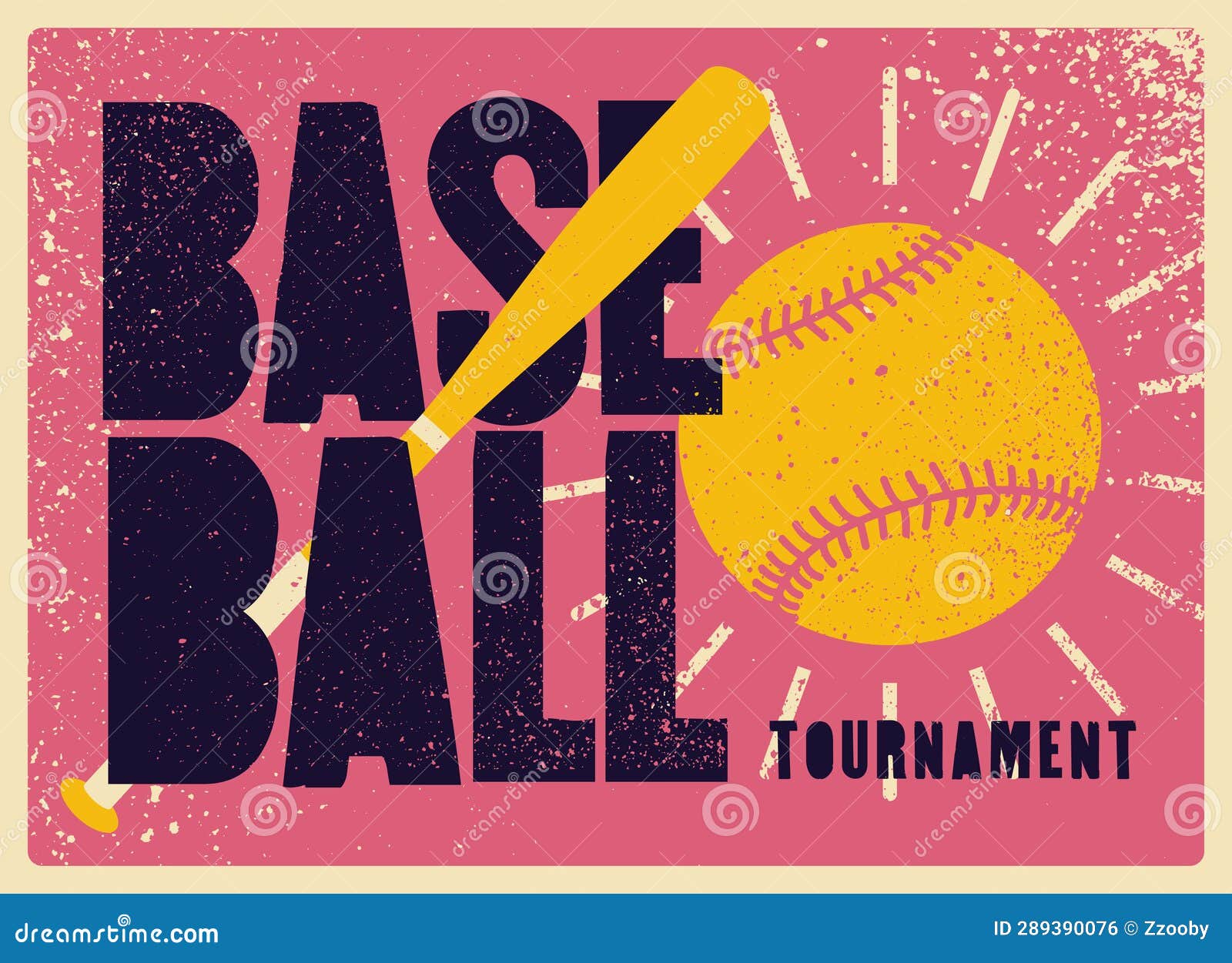 Baseball Tournament Typographical Vintage Grunge Style Poster Design