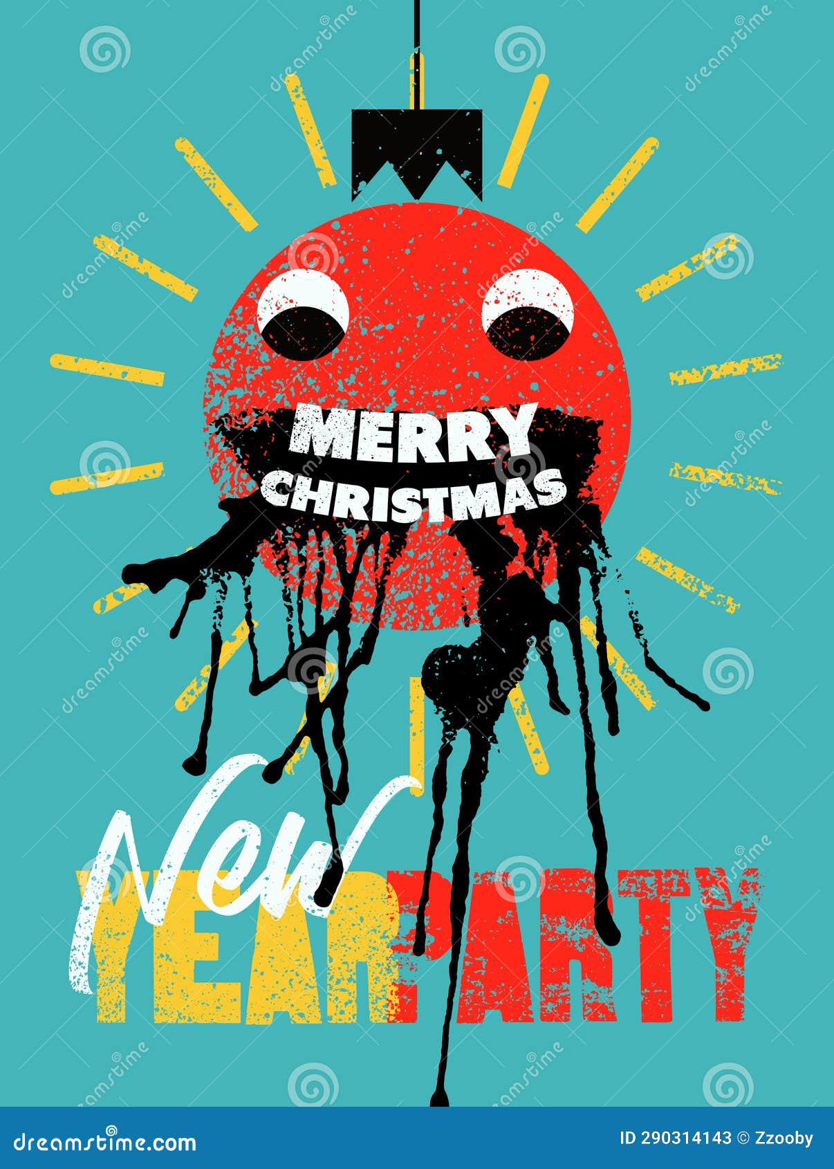 New Year Party Vector Typographic Grunge Poster Design with Crazy