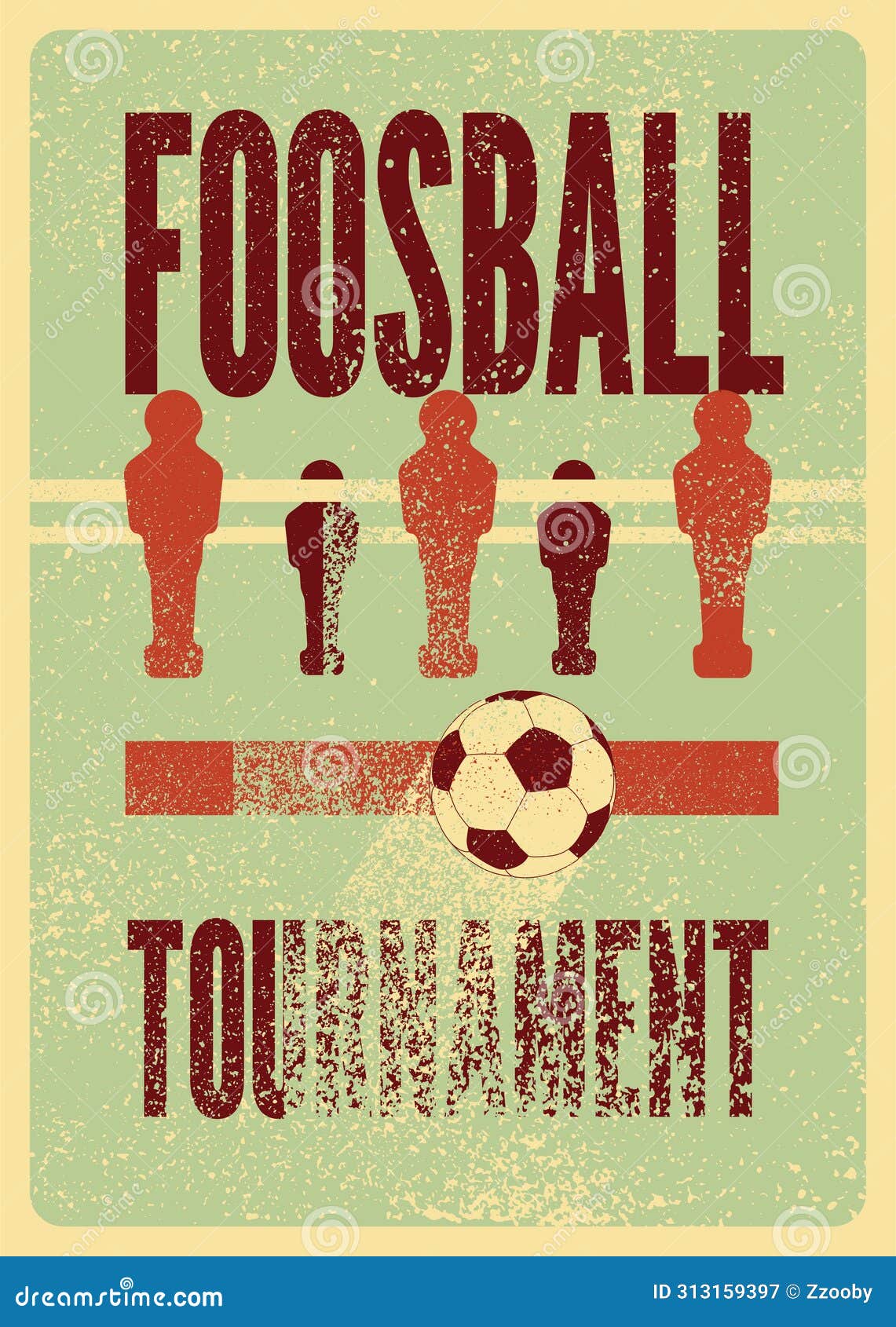 Foosball Table Soccer Tournament Typographical Vintage Grunge Style Poster Design. Retro Vector
