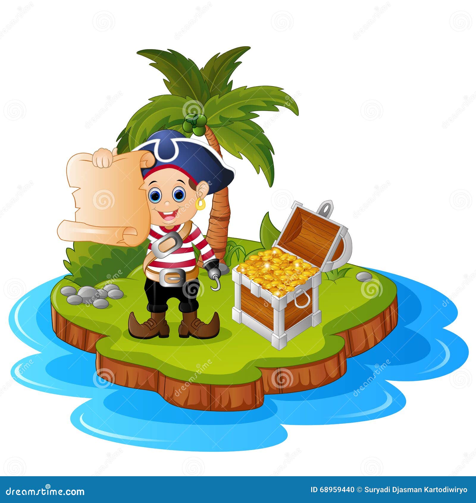 Пират в острове сокровища иллюстрация вектора. иллюстрации ...
