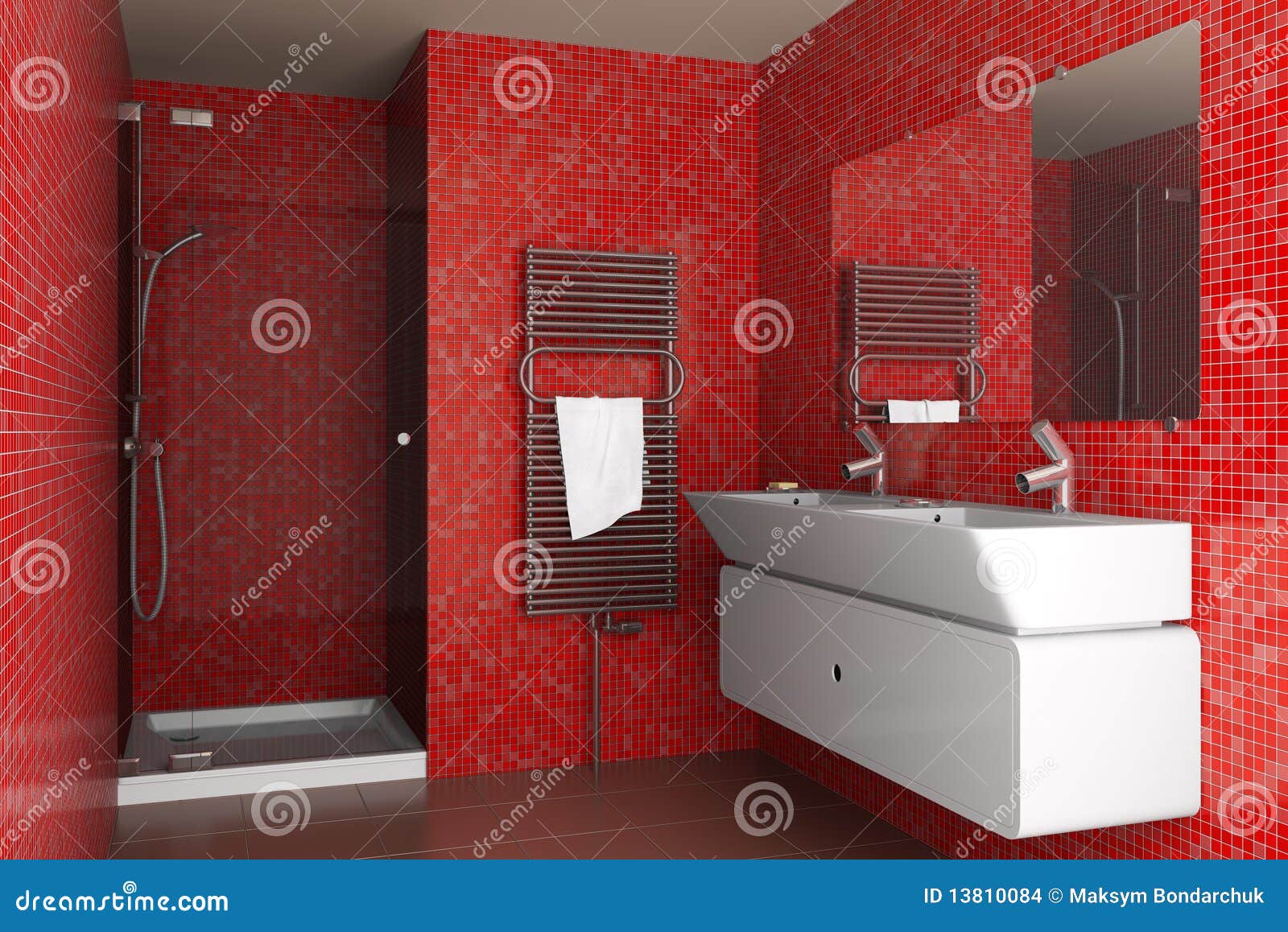Идеи оформления ванной с использованием керамической плитки красного цвета