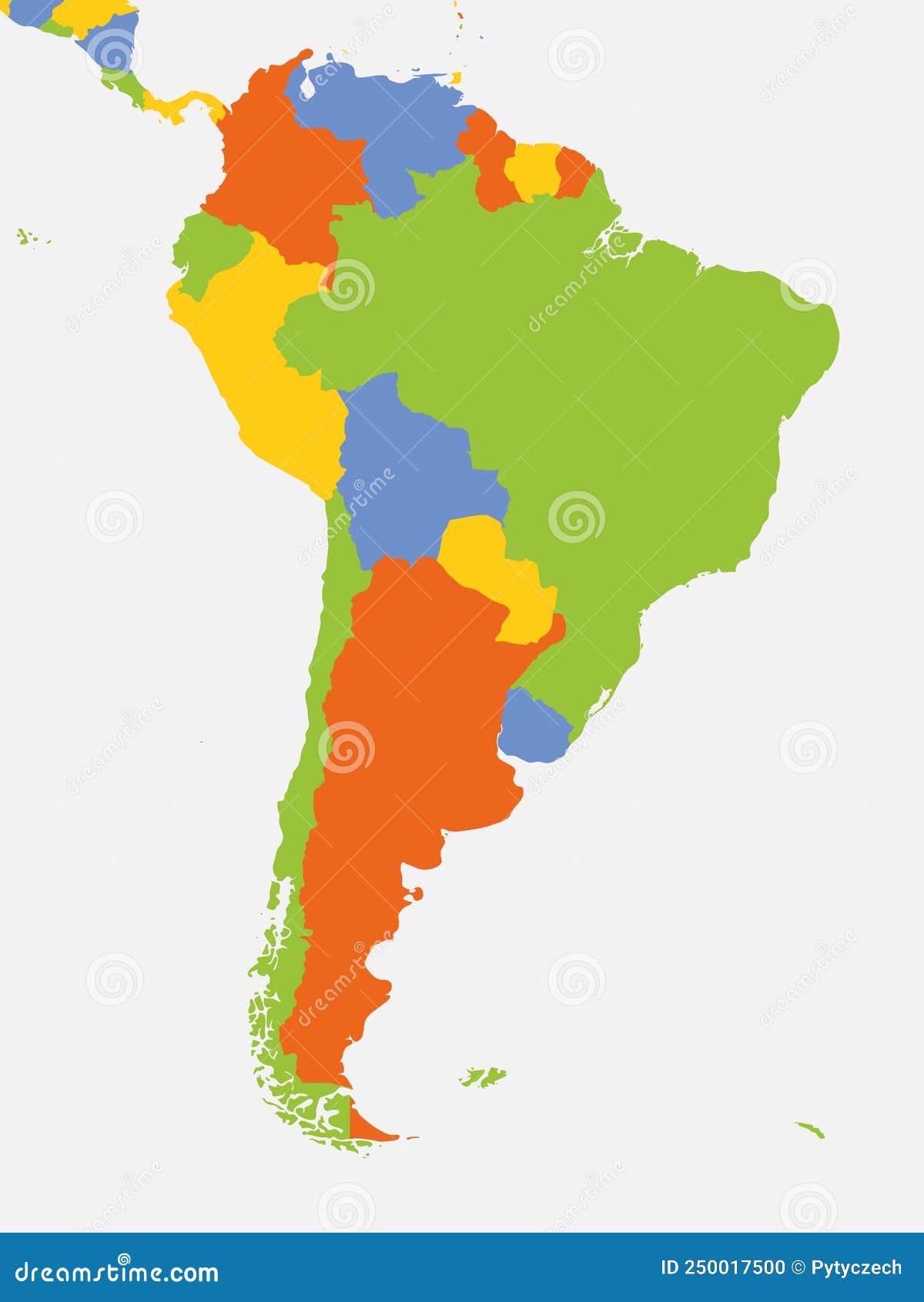 политическая карта Южной Америки Иллюстрация вектора - иллюстрации ...